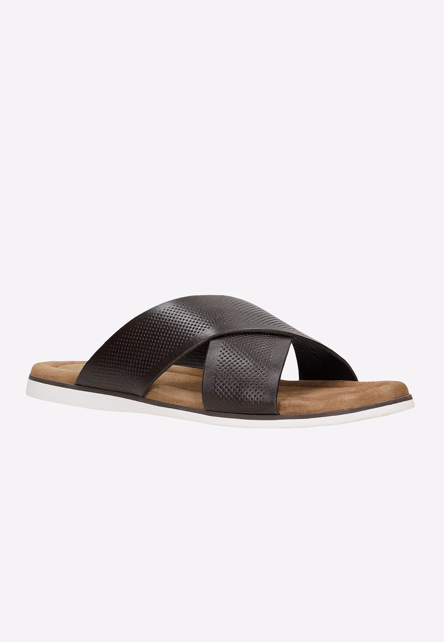 Ciemnobrązowe klapki męskie z perforowanej skóry licowej