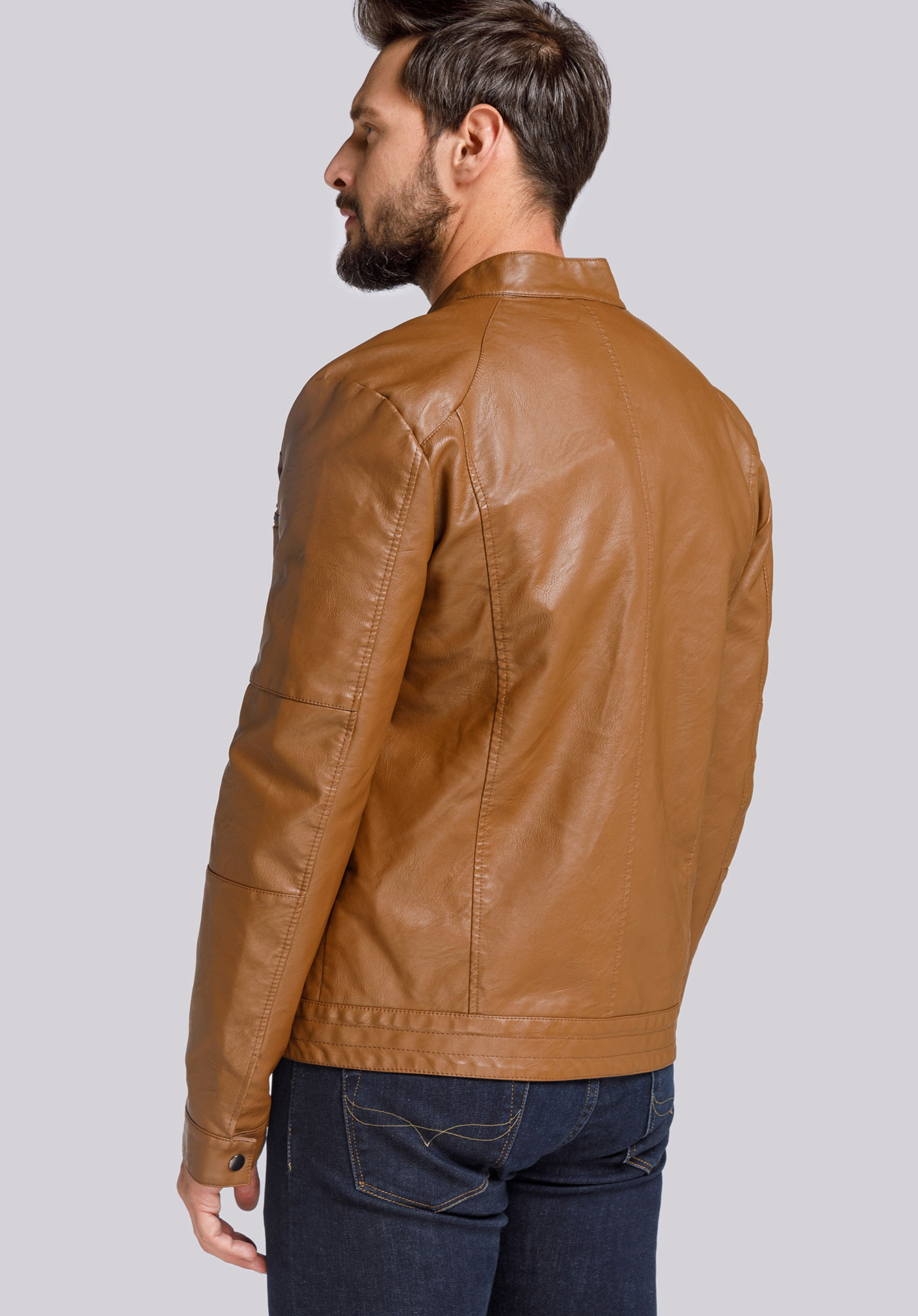 Męska kurtka z ekoskóry klasyczna ze stójką