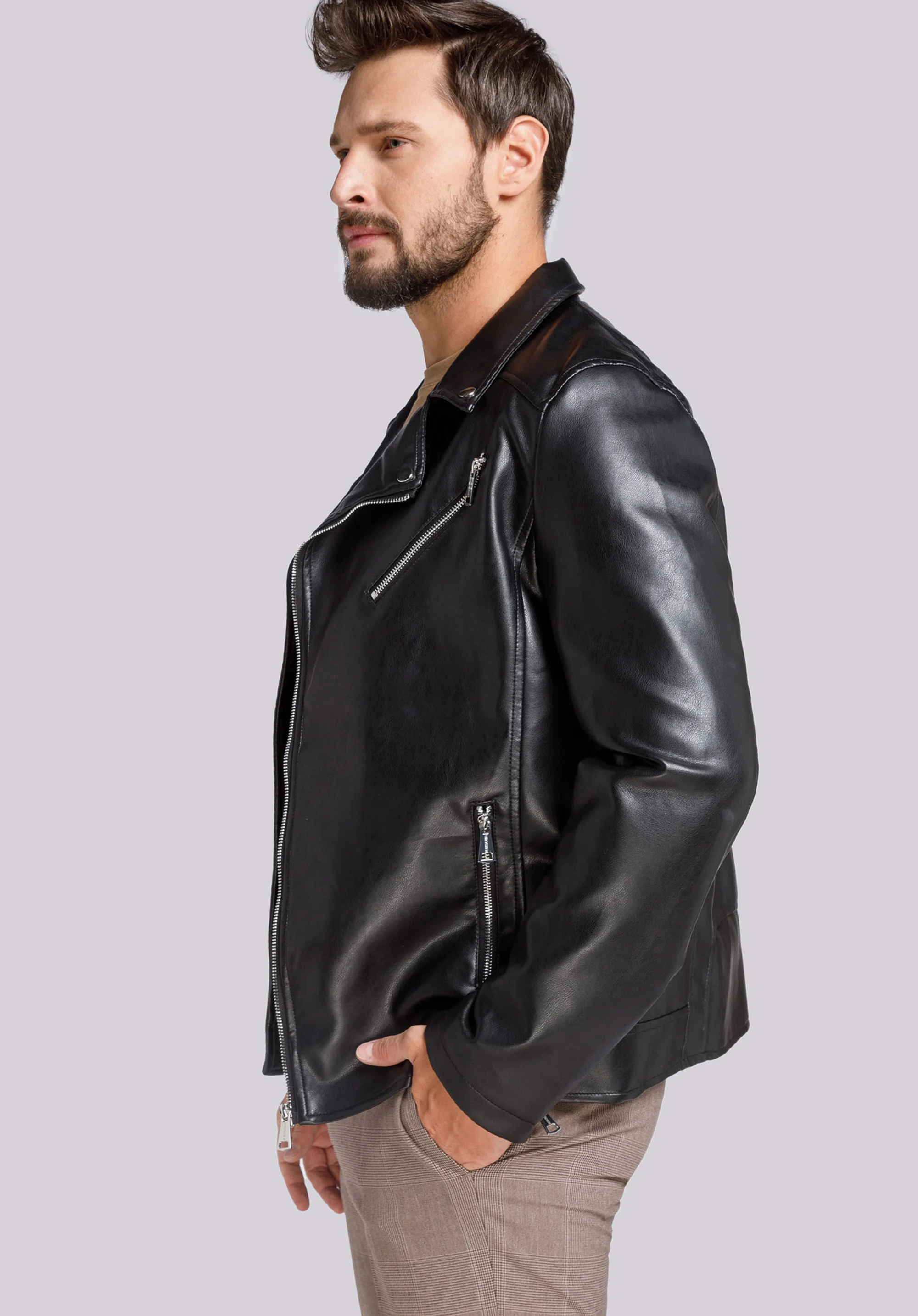 Męska ramoneska z ukośnym suwakiem klasyczna