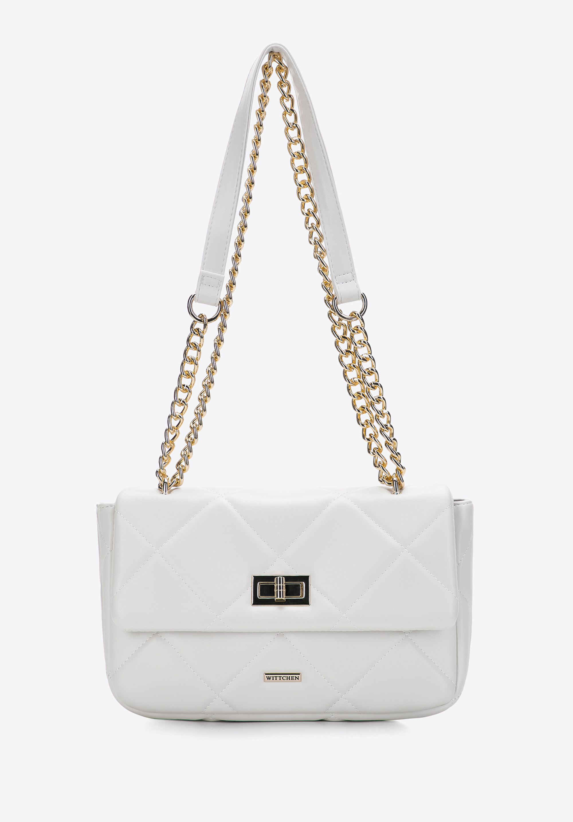 Damska torebka pikowana w kwadraty na łańcuszku