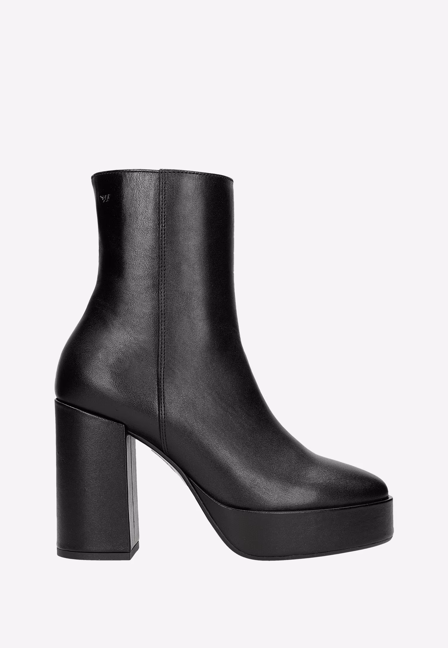 Czarne botki za kostkę na szerokim słupku