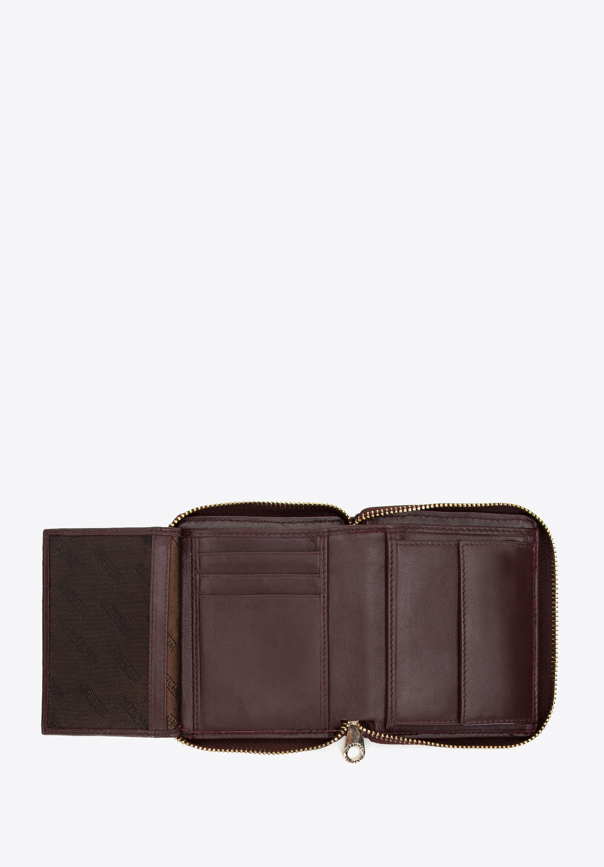 Damski portfel ze skórzanej plecionki mały