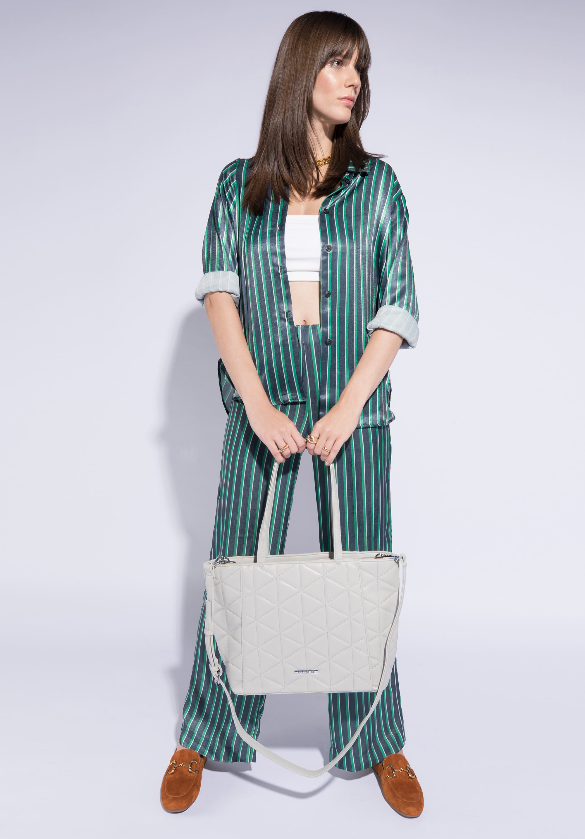 Torebka shopperka z ekoskóry pikowanej w trójkąty