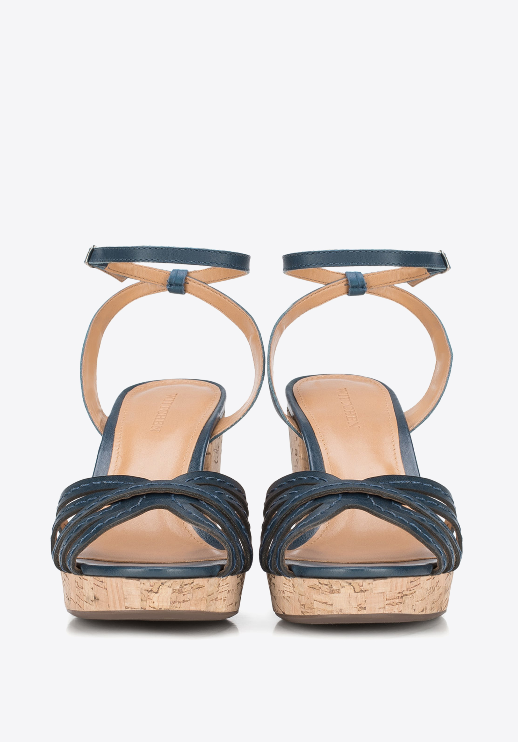 Damskie sandały skórzane na korku