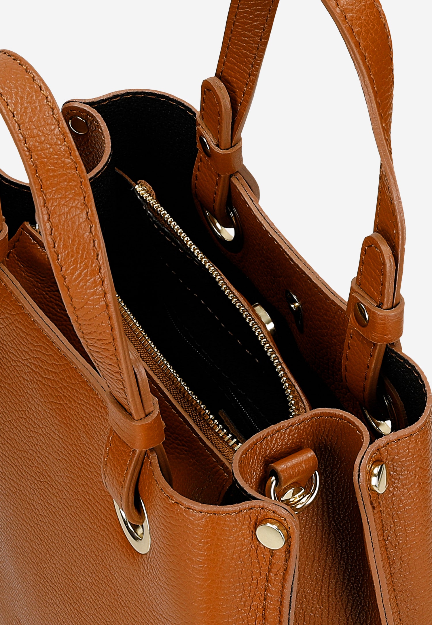 Ciemnobeżowa torebka damska ze skóry licowej