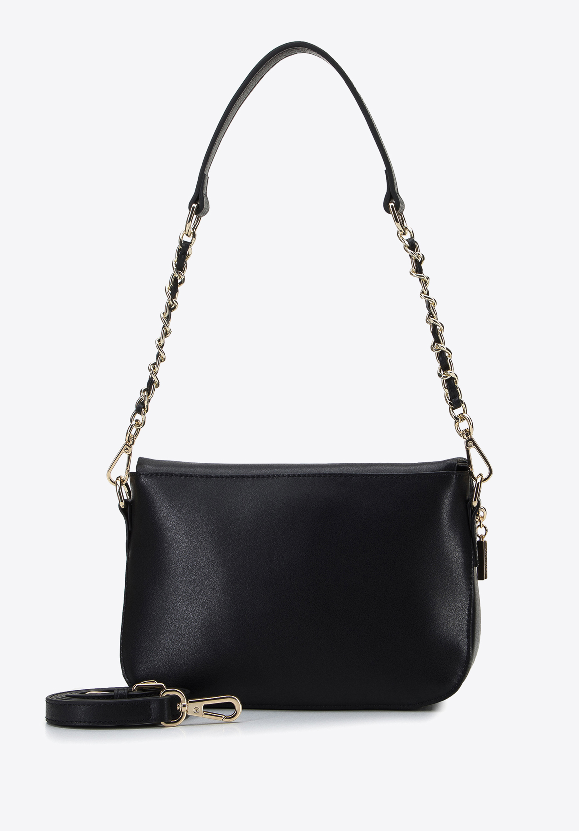 Damska listonoszka skórzana z kieszenią w klapie mała