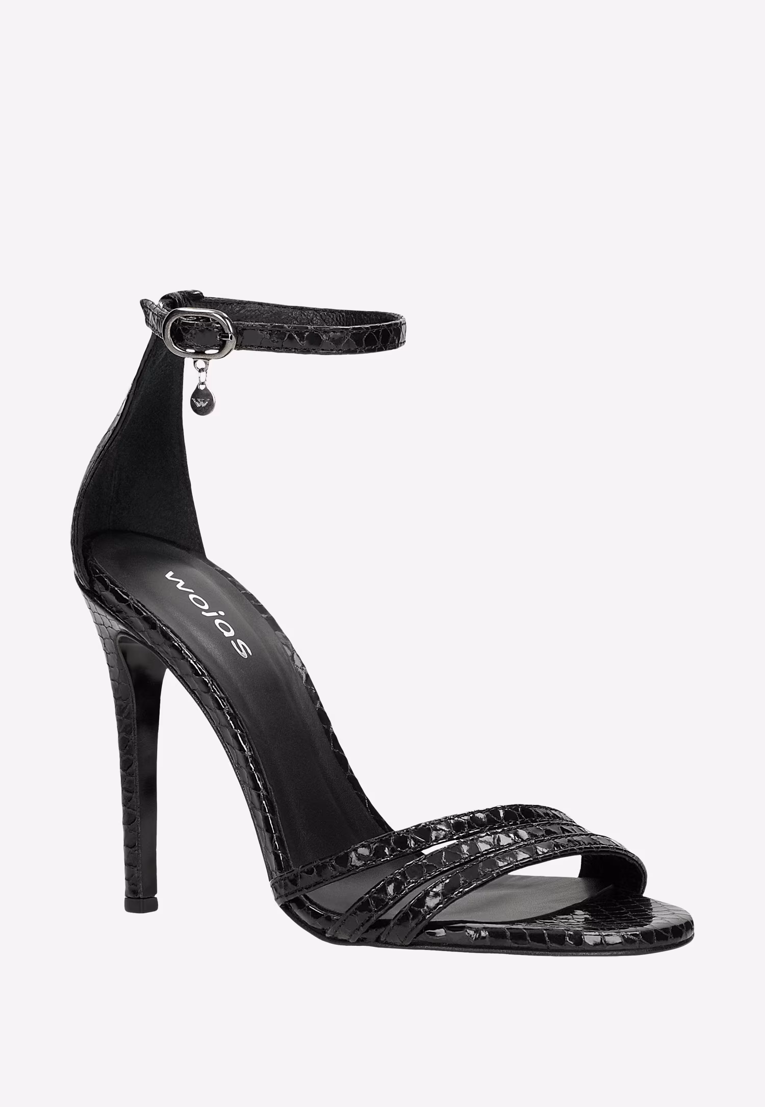 Czarne wieczorowe sandały na szpilce