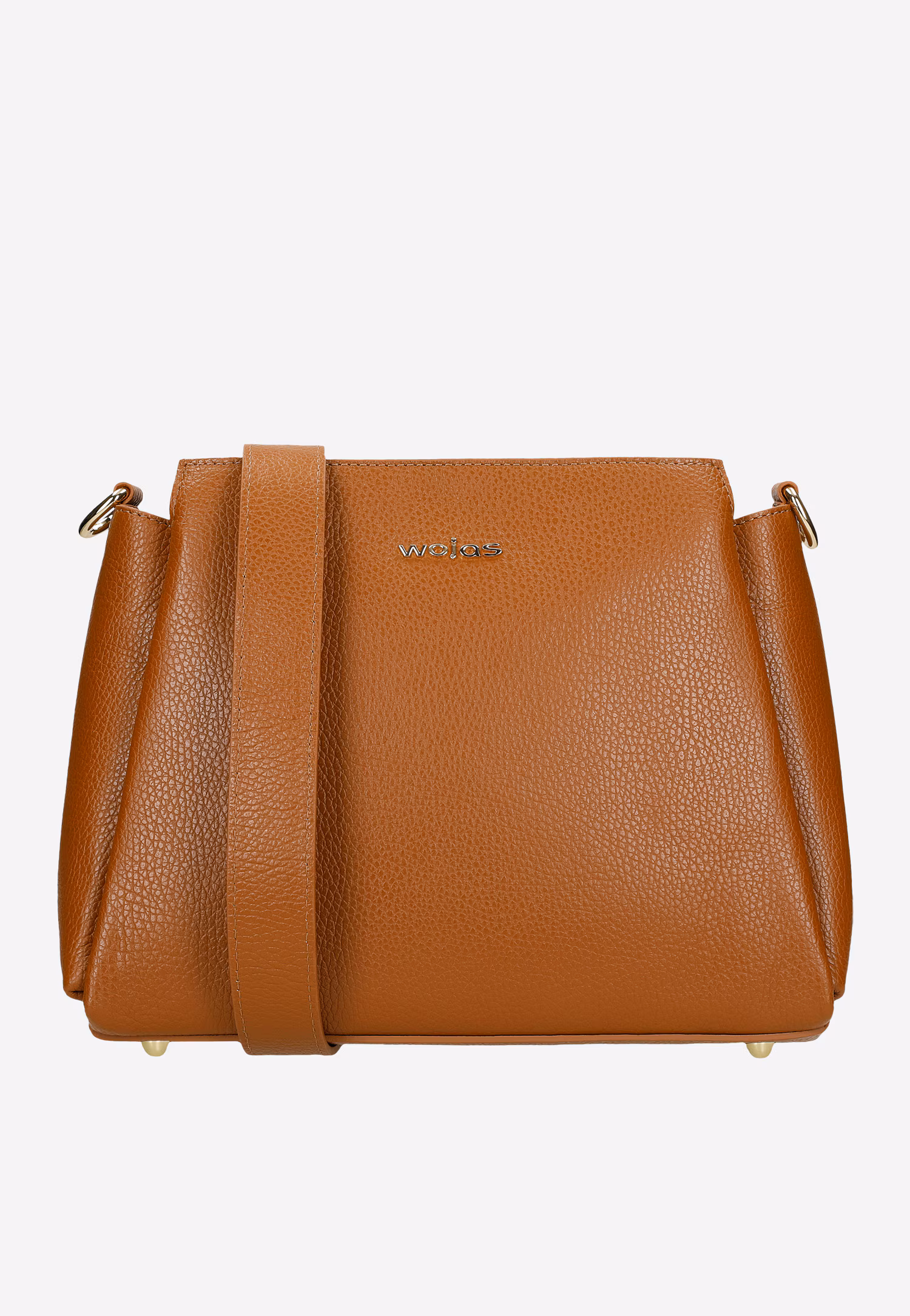 Skórzany jasnobrązowy kuferek damski