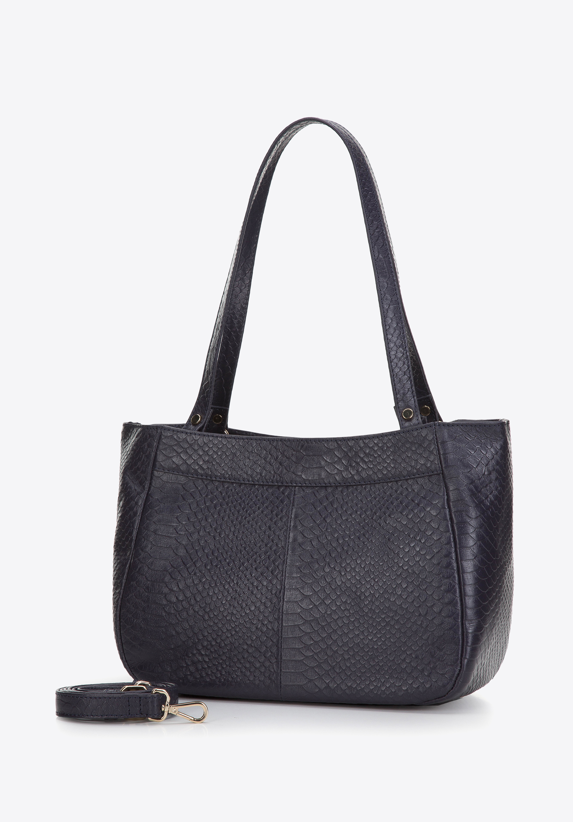 Torebka shopperka z dwóch rodzajów skór