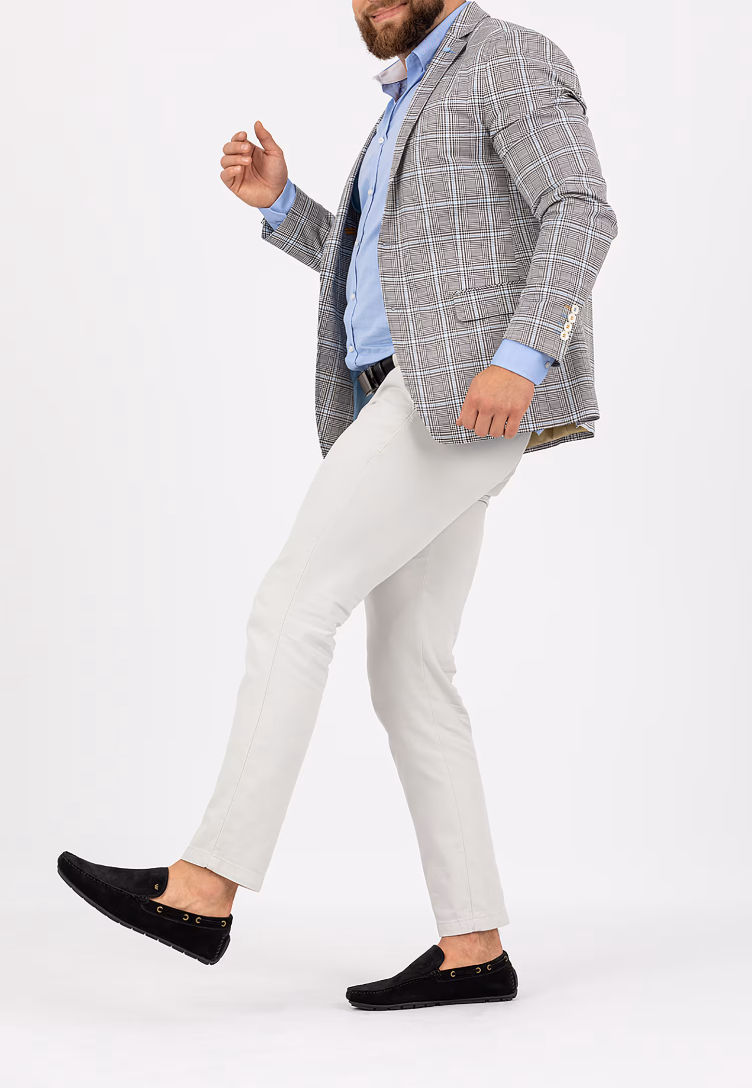 Niebieskie półbuty typu mokasyny z dwoiny welurowej