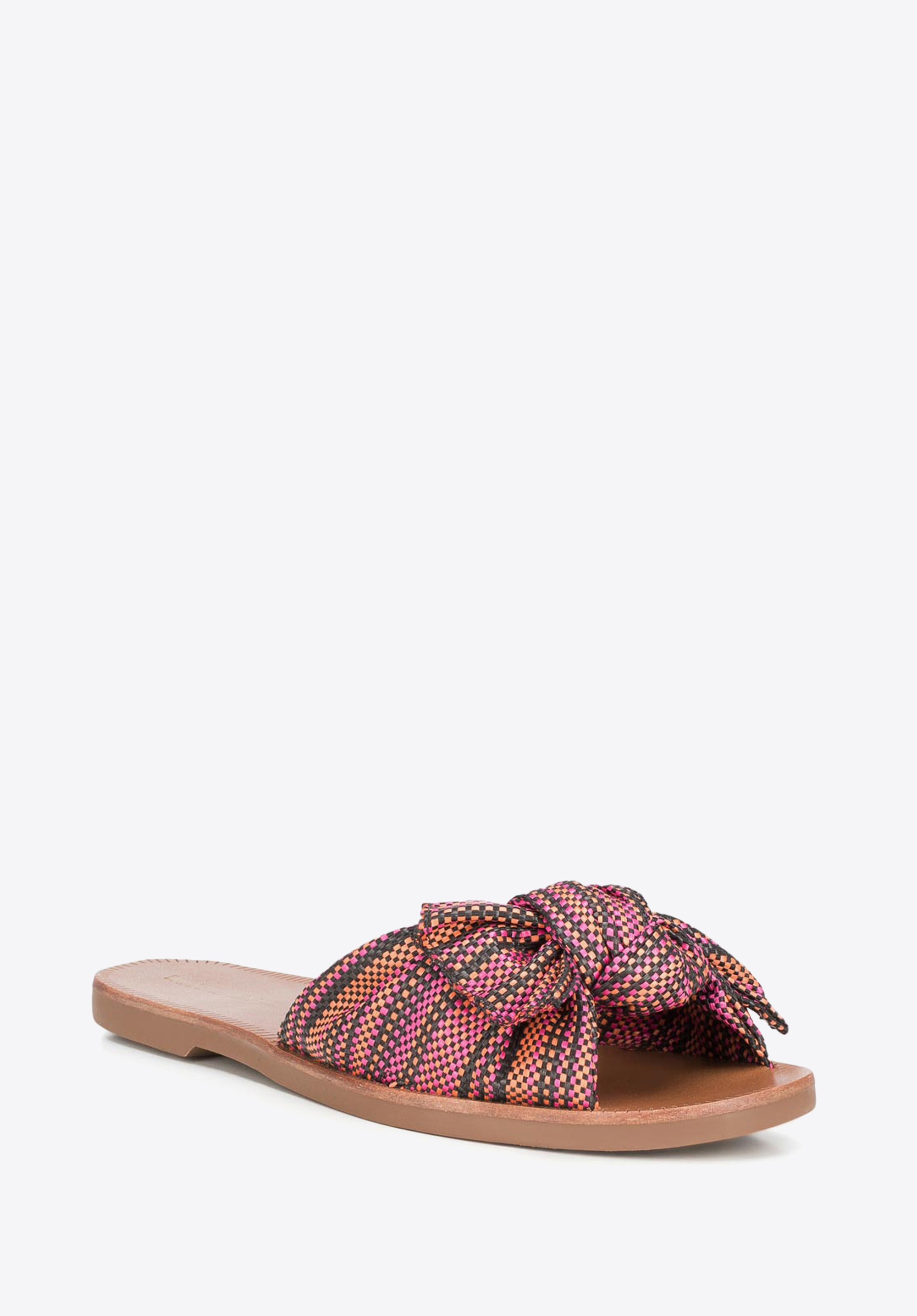 Damskie klapki materiałowe wzorzyste