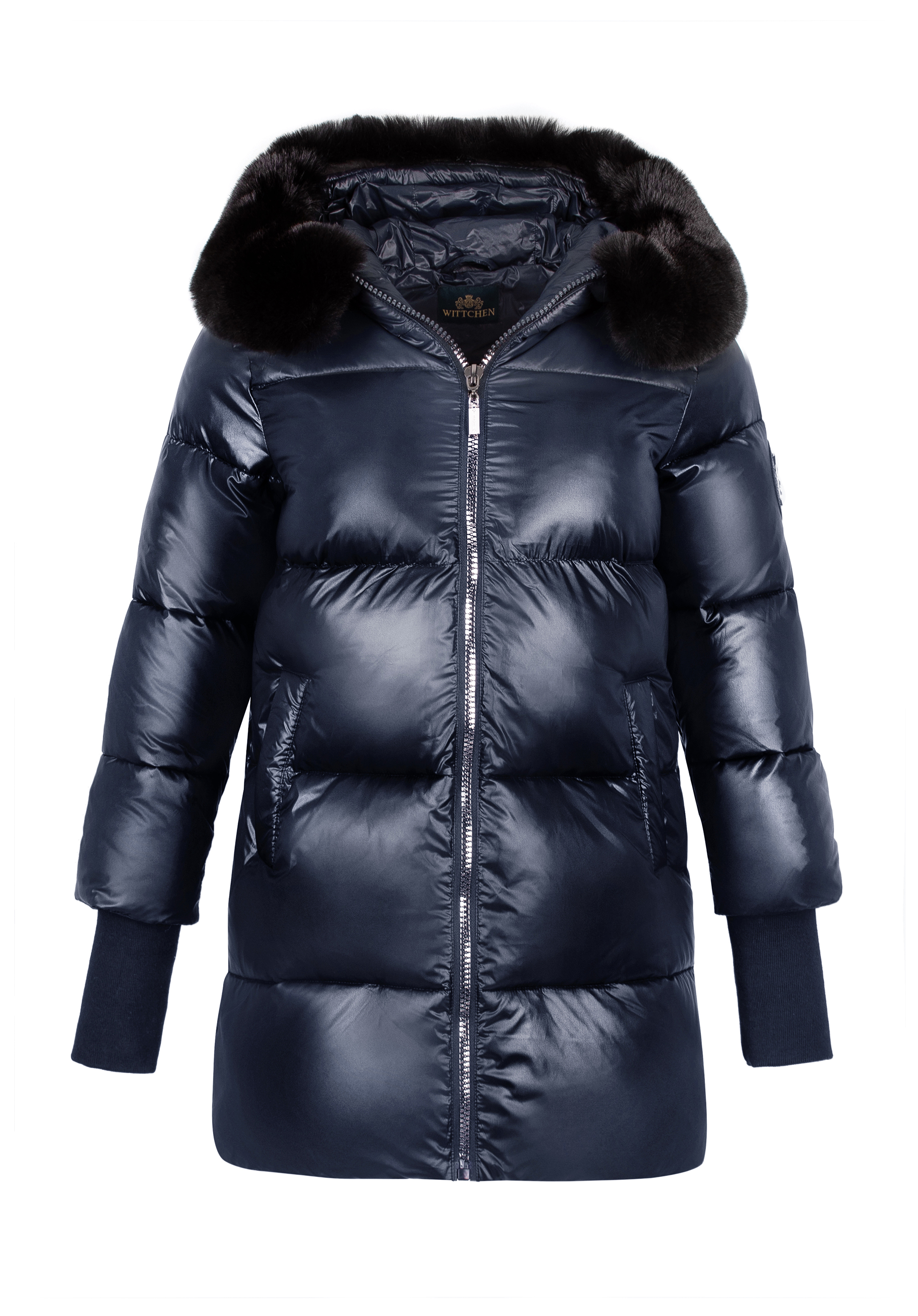 Damska kurtka pikowana z nylonu z kapturem