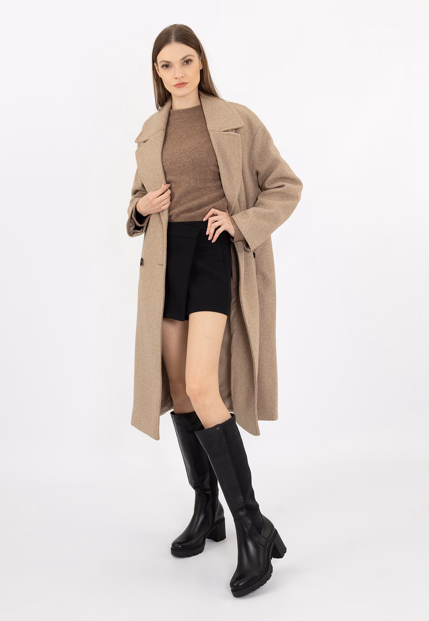 Czarne kozaki damskie na szerokim obcasie