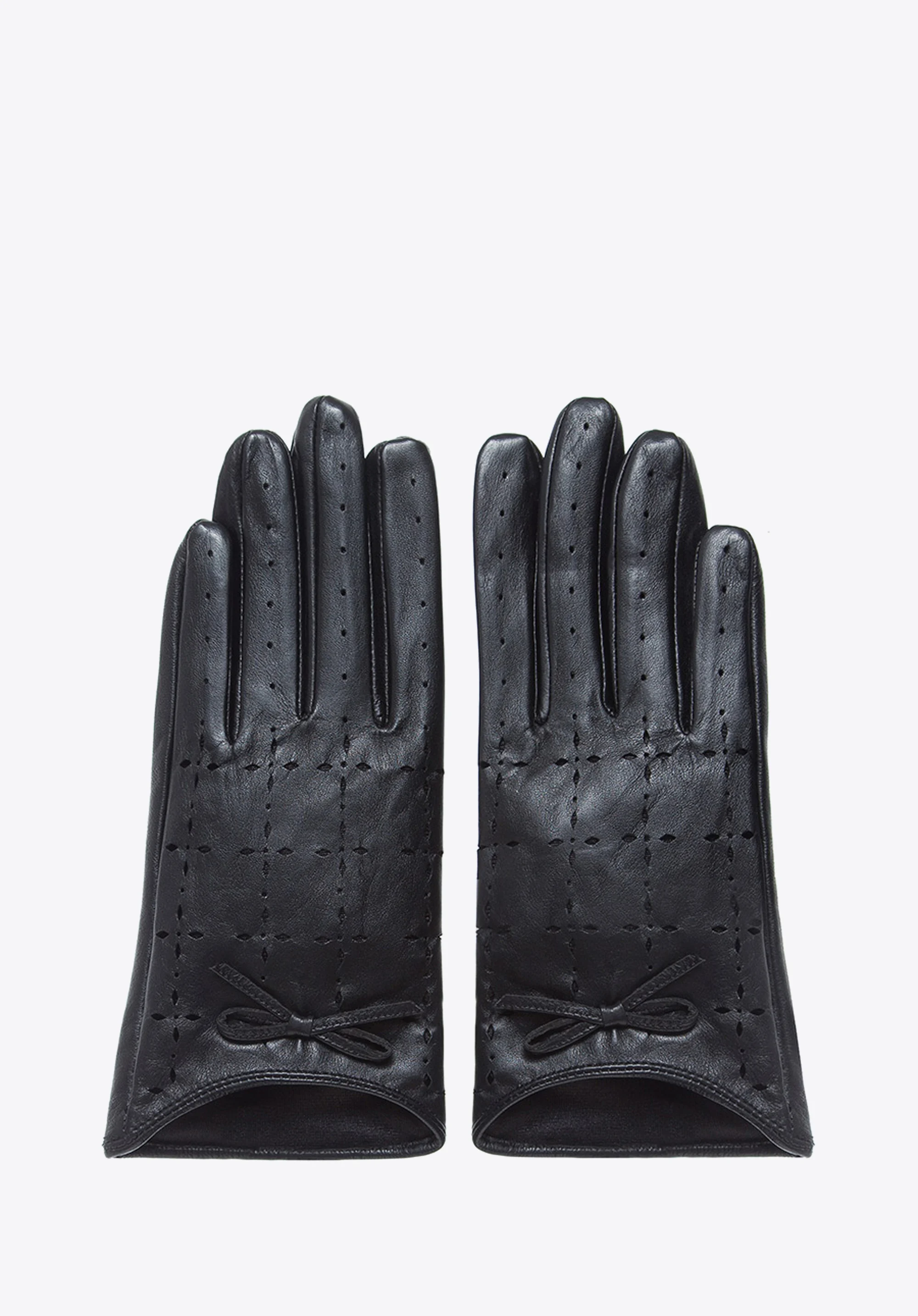 Damskie rękawiczki skórzane dziurkowane