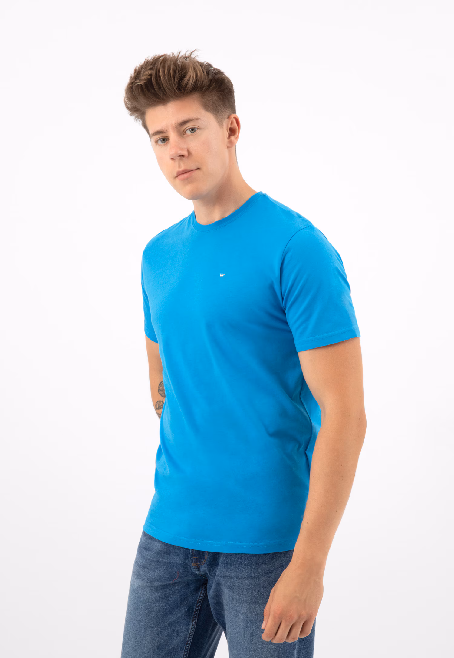 Jasnoniebieski t-shirt męski bawełniany