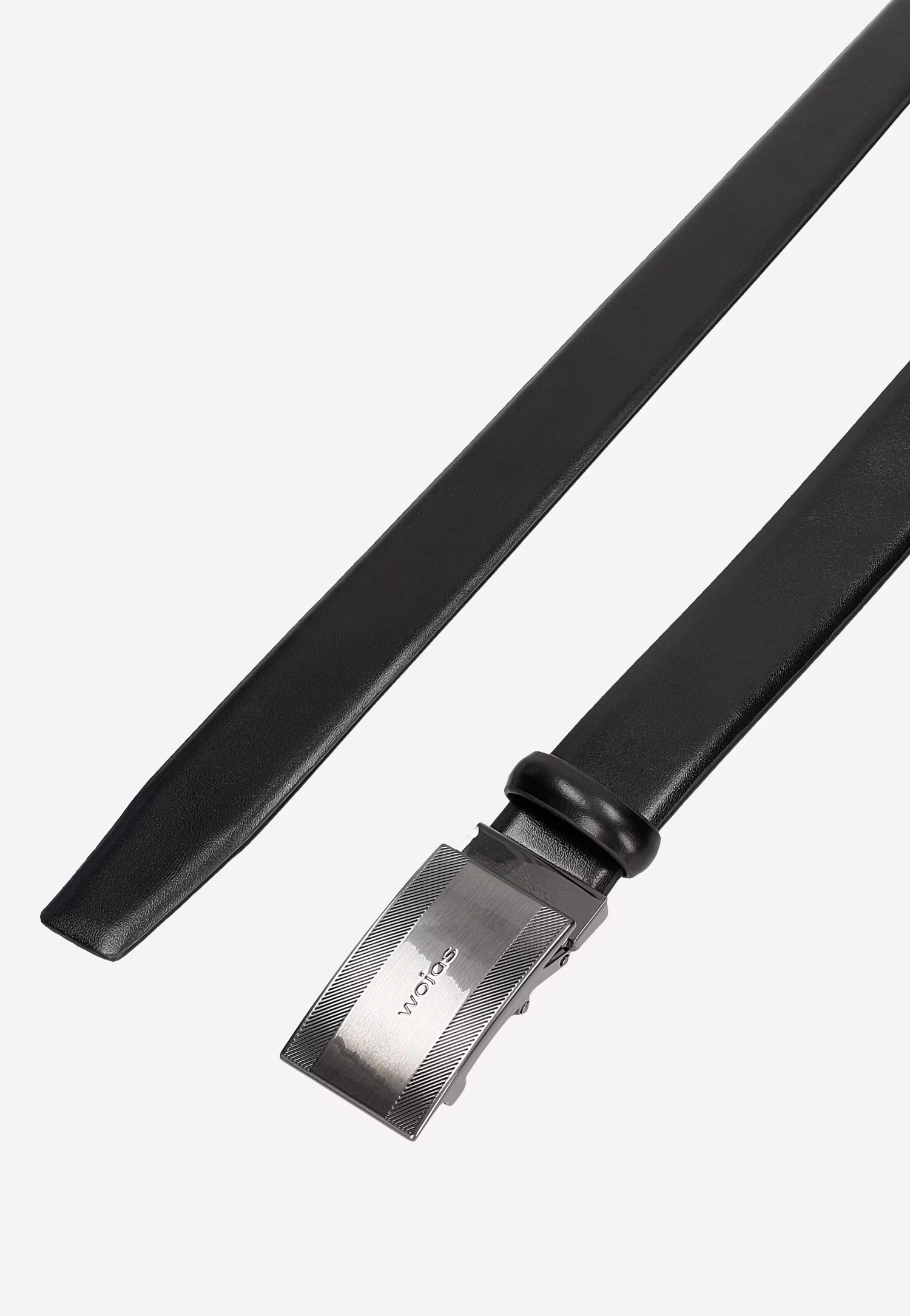 Czarny skórzany pasek męski z pełną klamrą