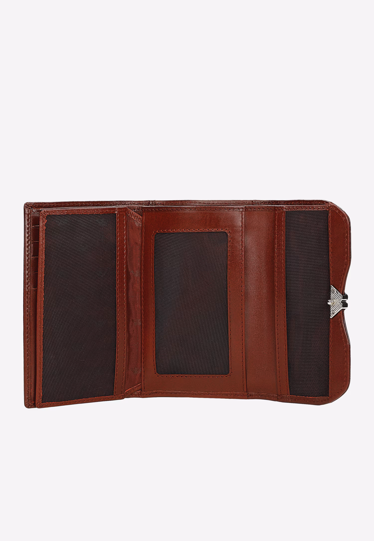 Czerwony skórzany portfel damski