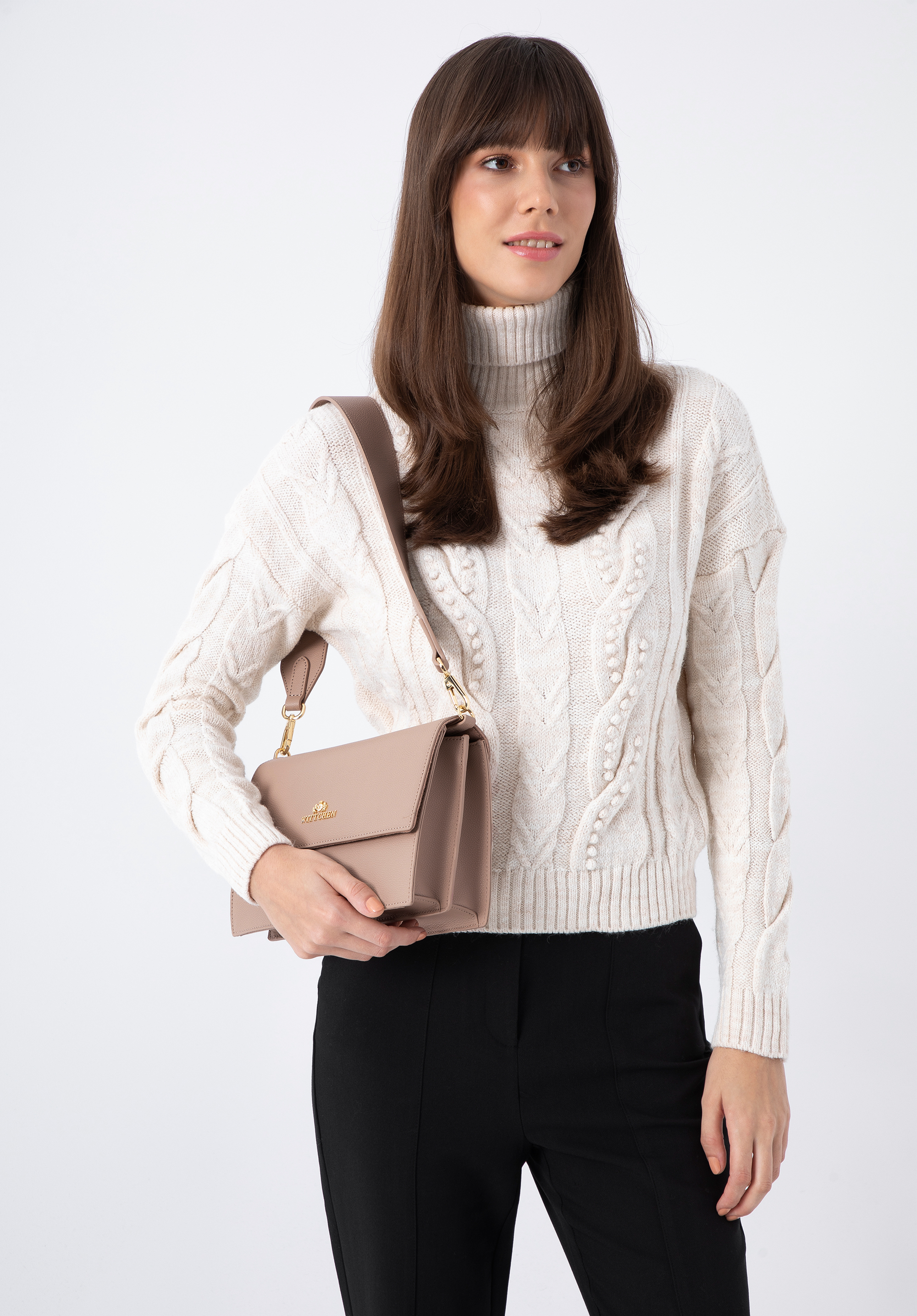 Damska torebka skórzana dwukomorowa klasyczna