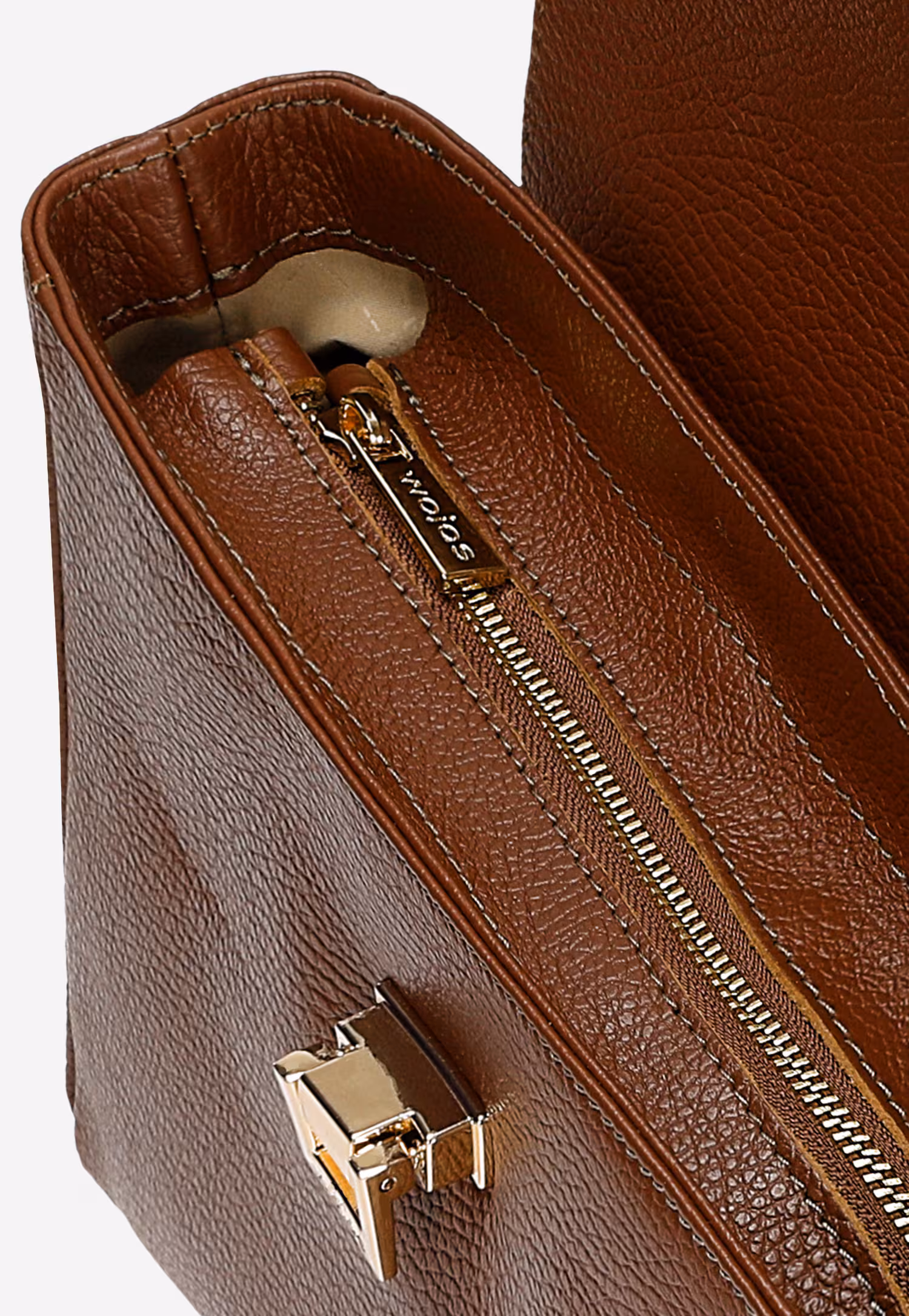 Mała brązowa torebka damska z gładkiej skóry licowej