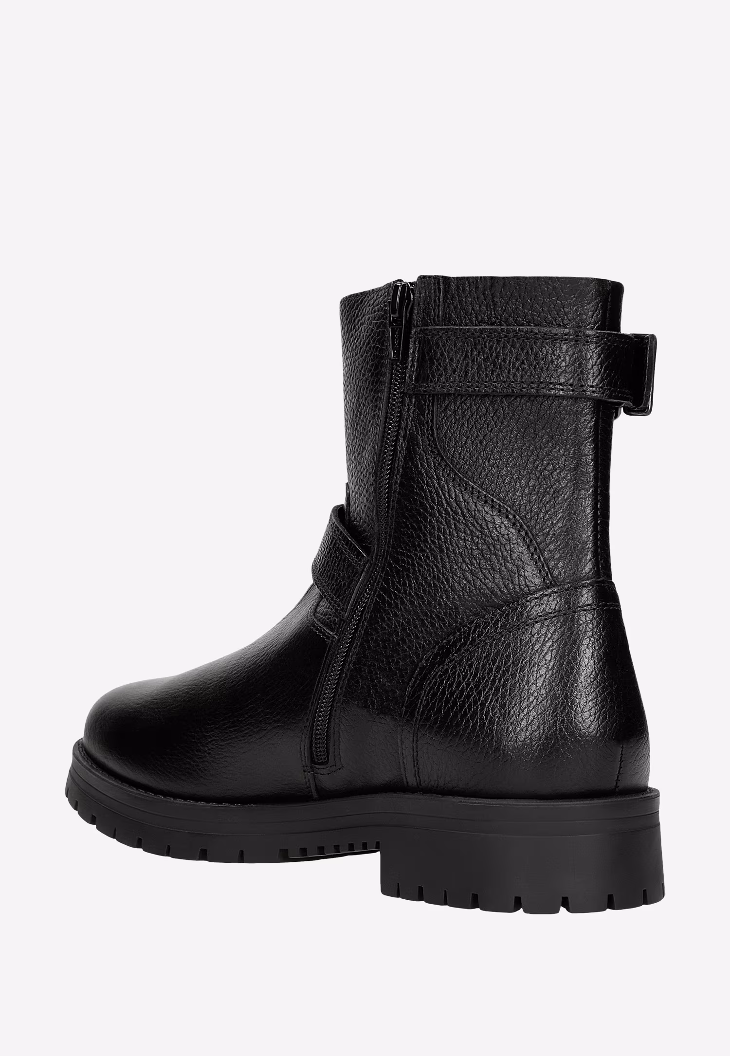 Czarne męskie bikery ze skóry licowej