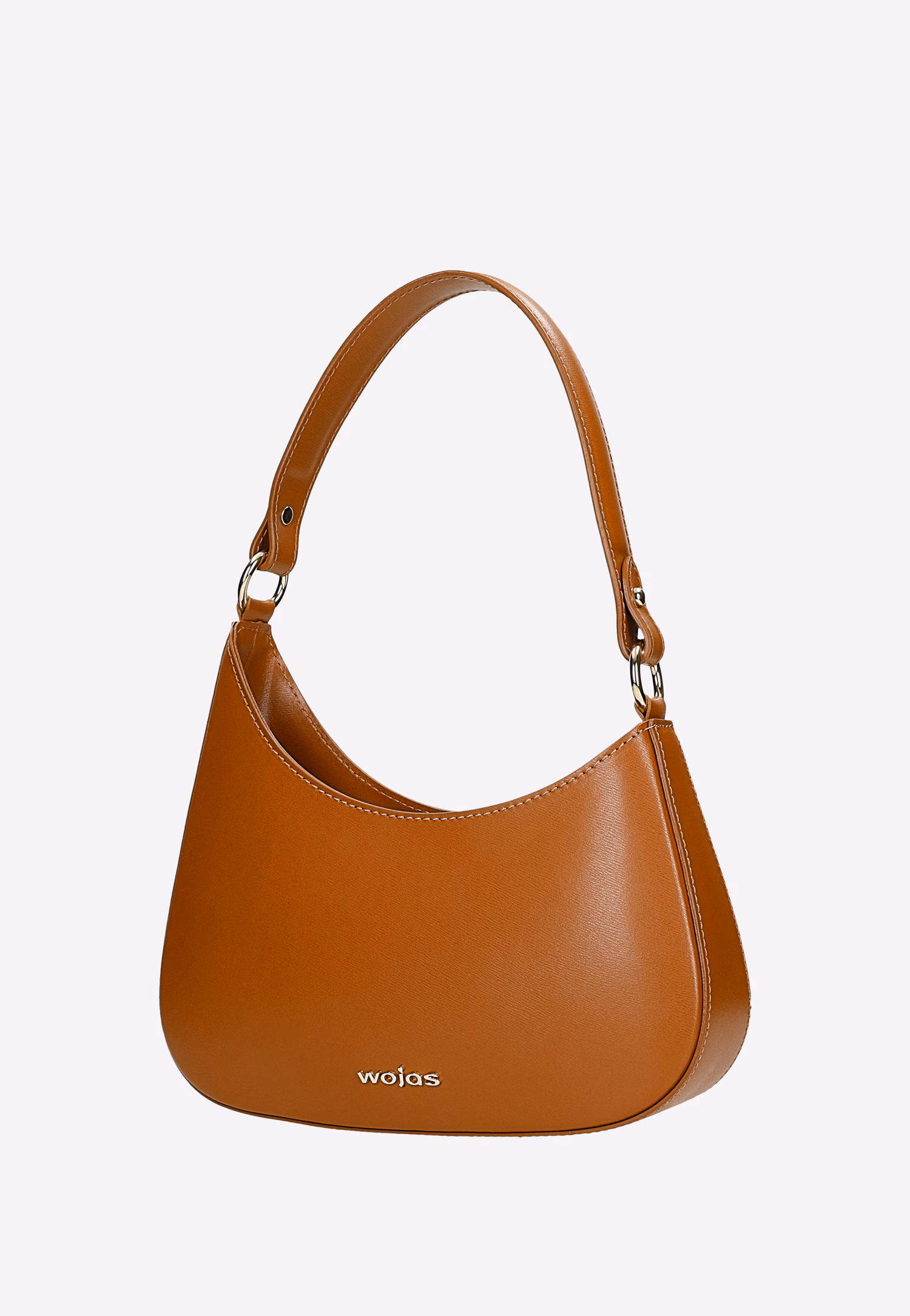 Brązowa skórzana asymetryczna torebka typu bagietka