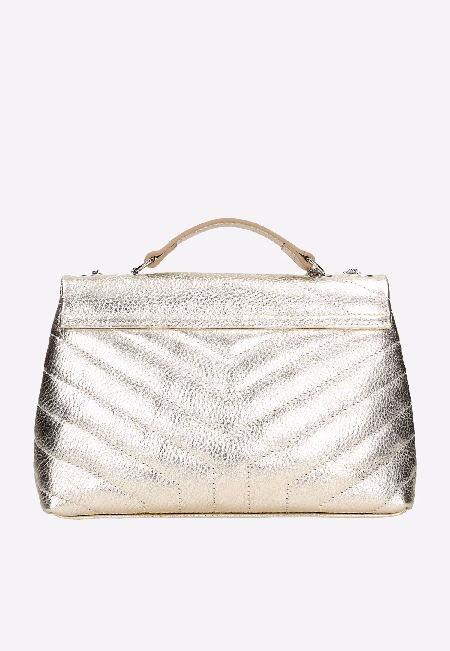 Złota torebka damska z naturalnej skóry