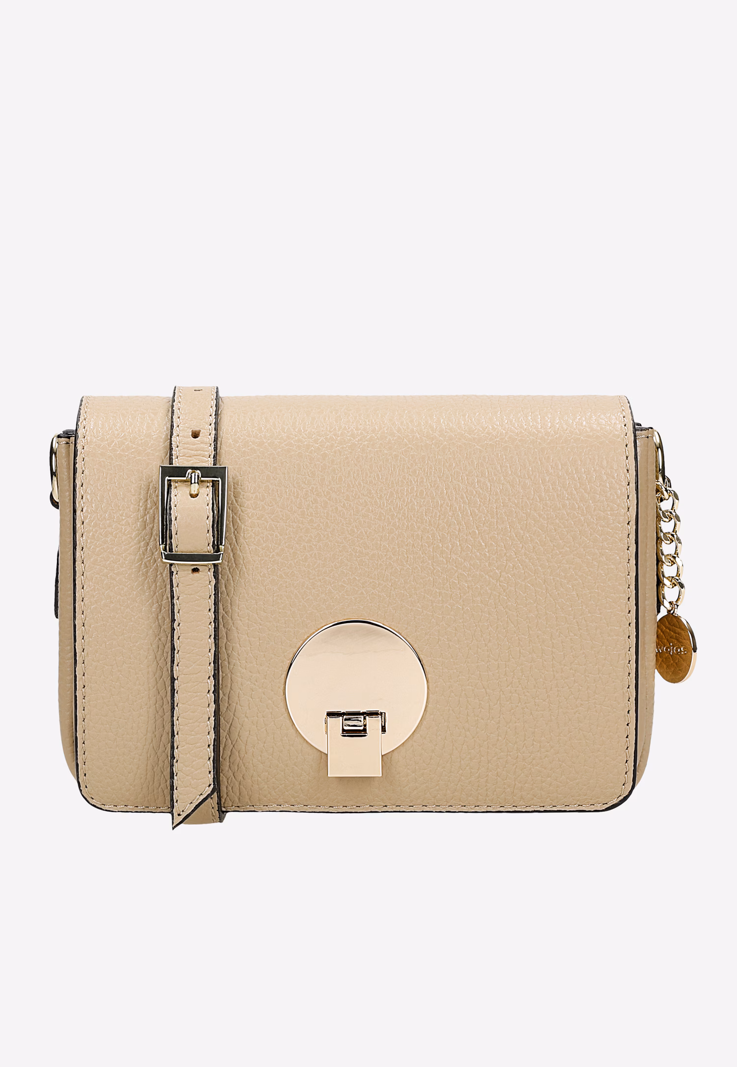 Mała beżowa torebka skórzana crossbody bag