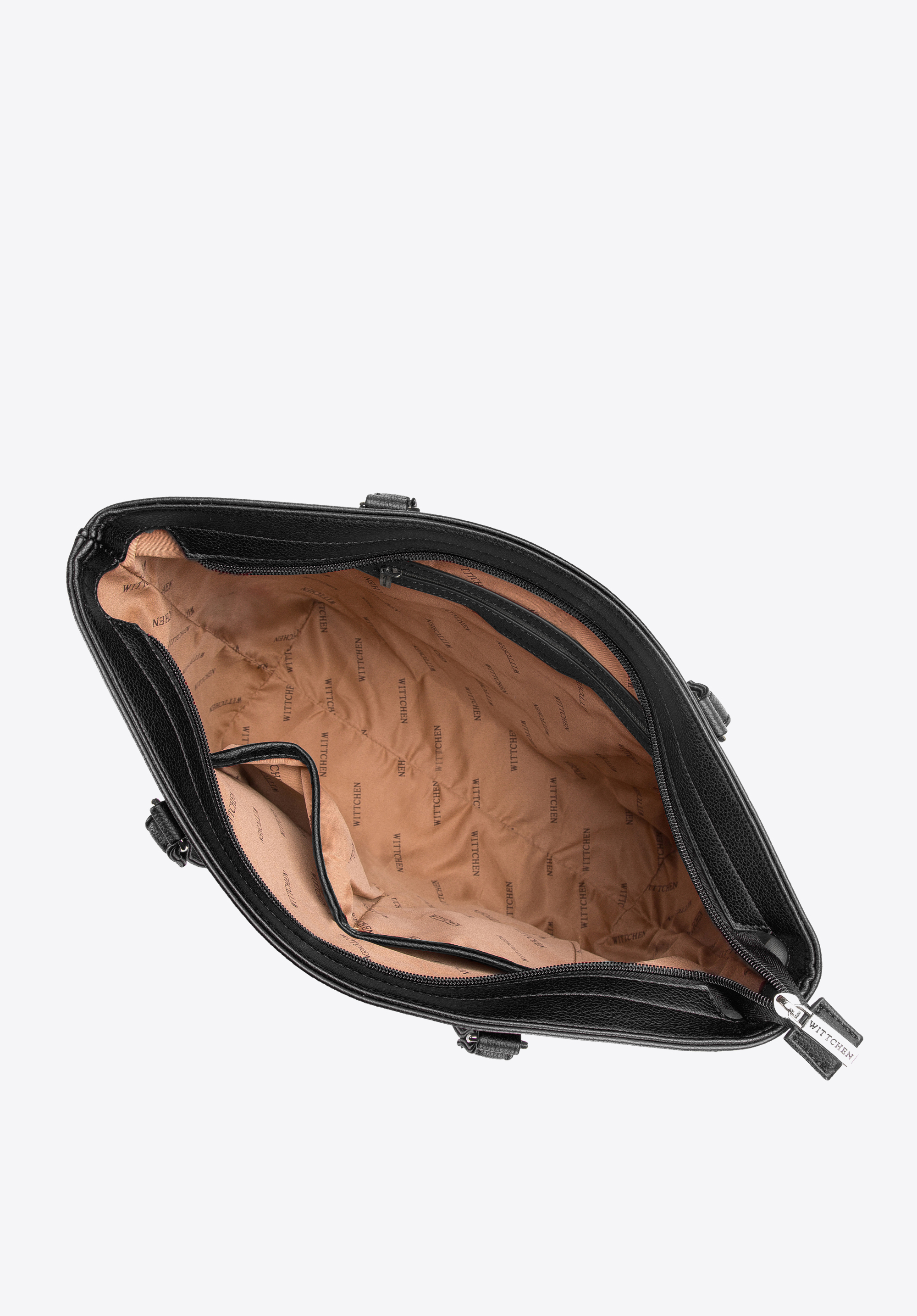 Torebka shopperka z ekoskóry z otwartą kieszenią z przodu