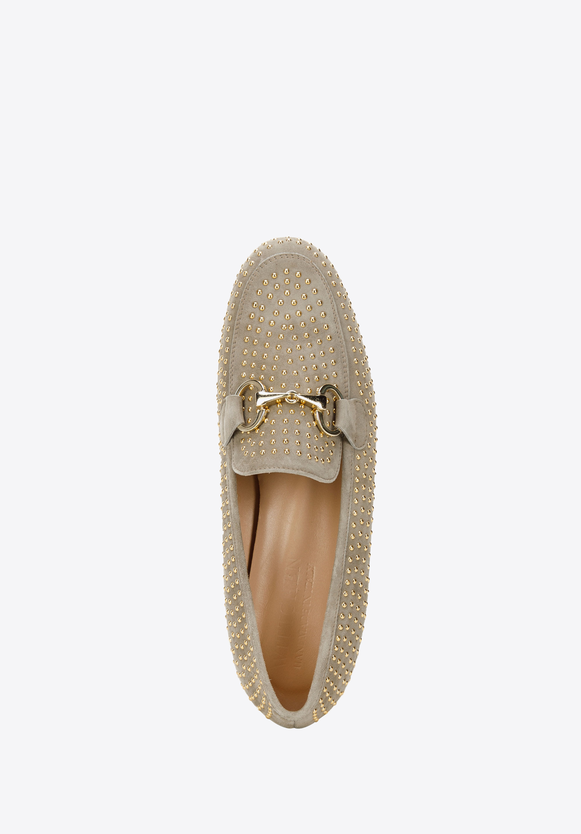 Damskie mokasyny zamszowe z nitami