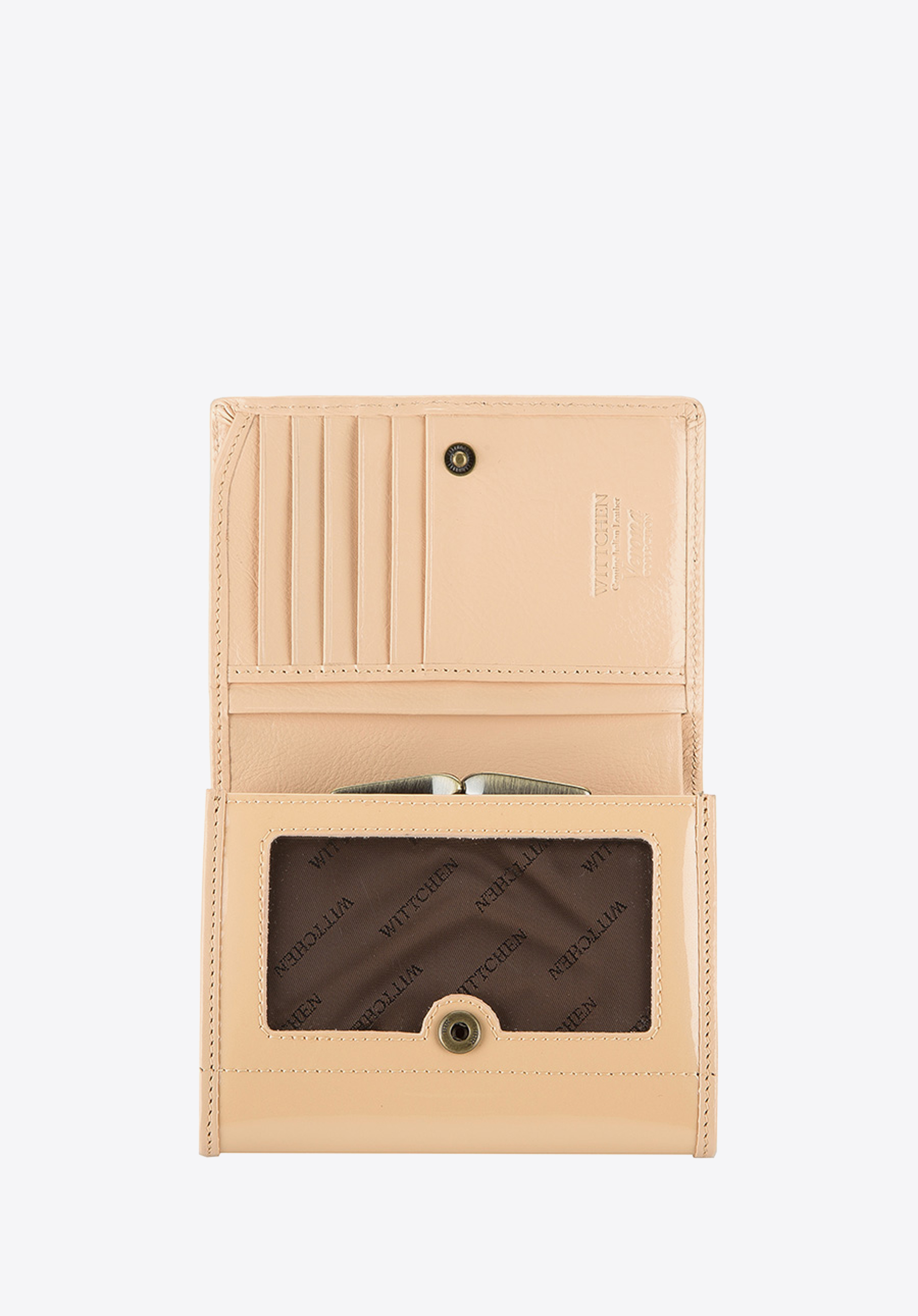 Damski portfel ze skóry lakierowany średni