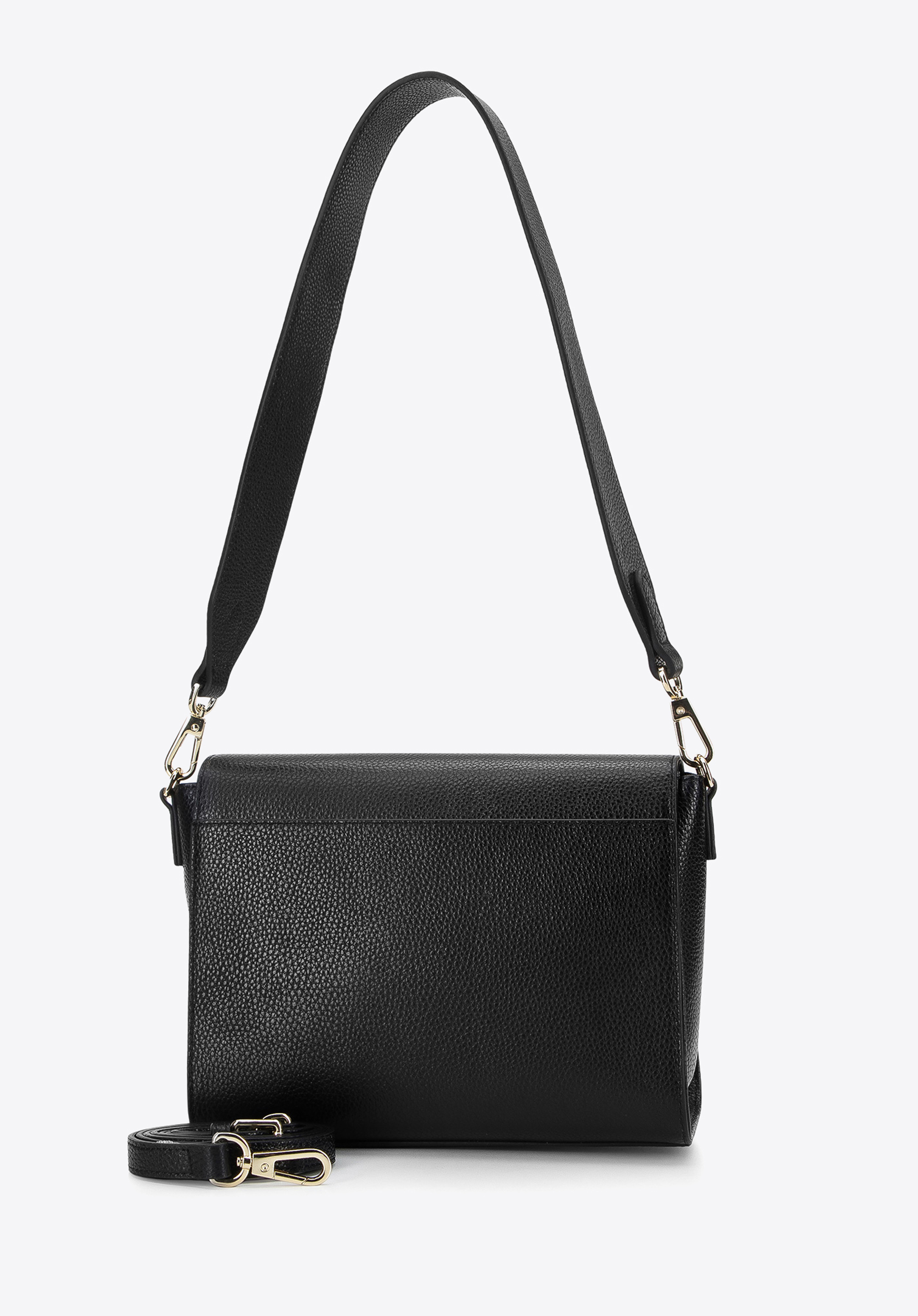 Damska torebka skórzana z klapą o nieregularnym kształcie