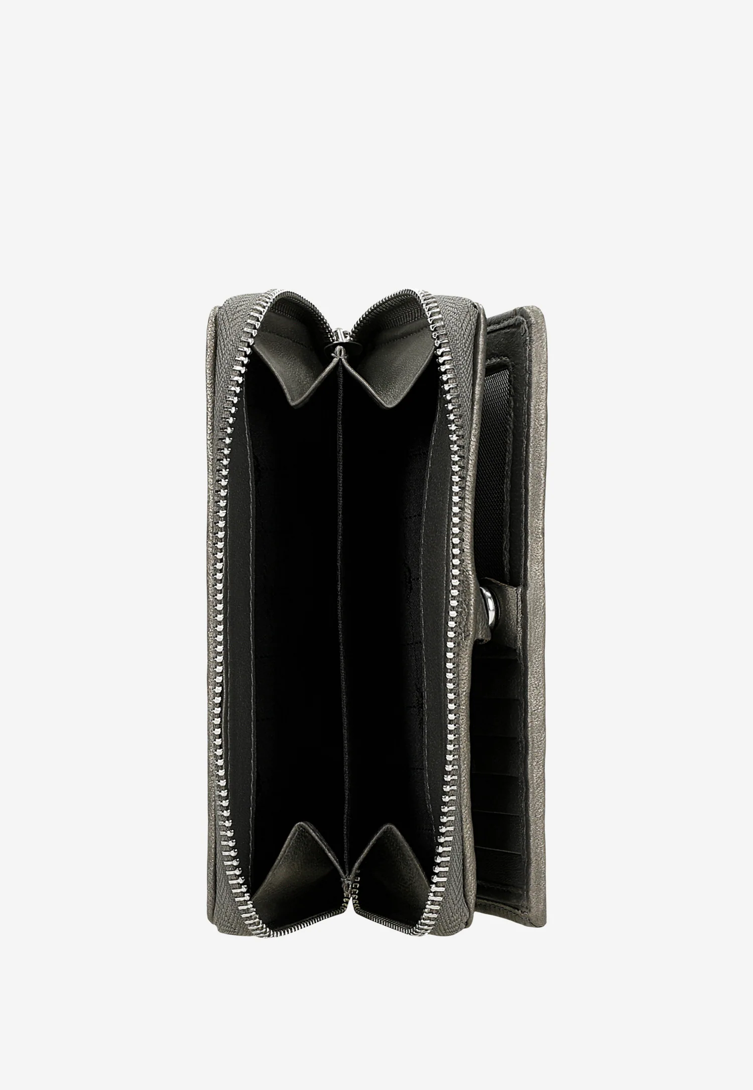 Srebrny przeplatany portfel damski ze skóry licowej