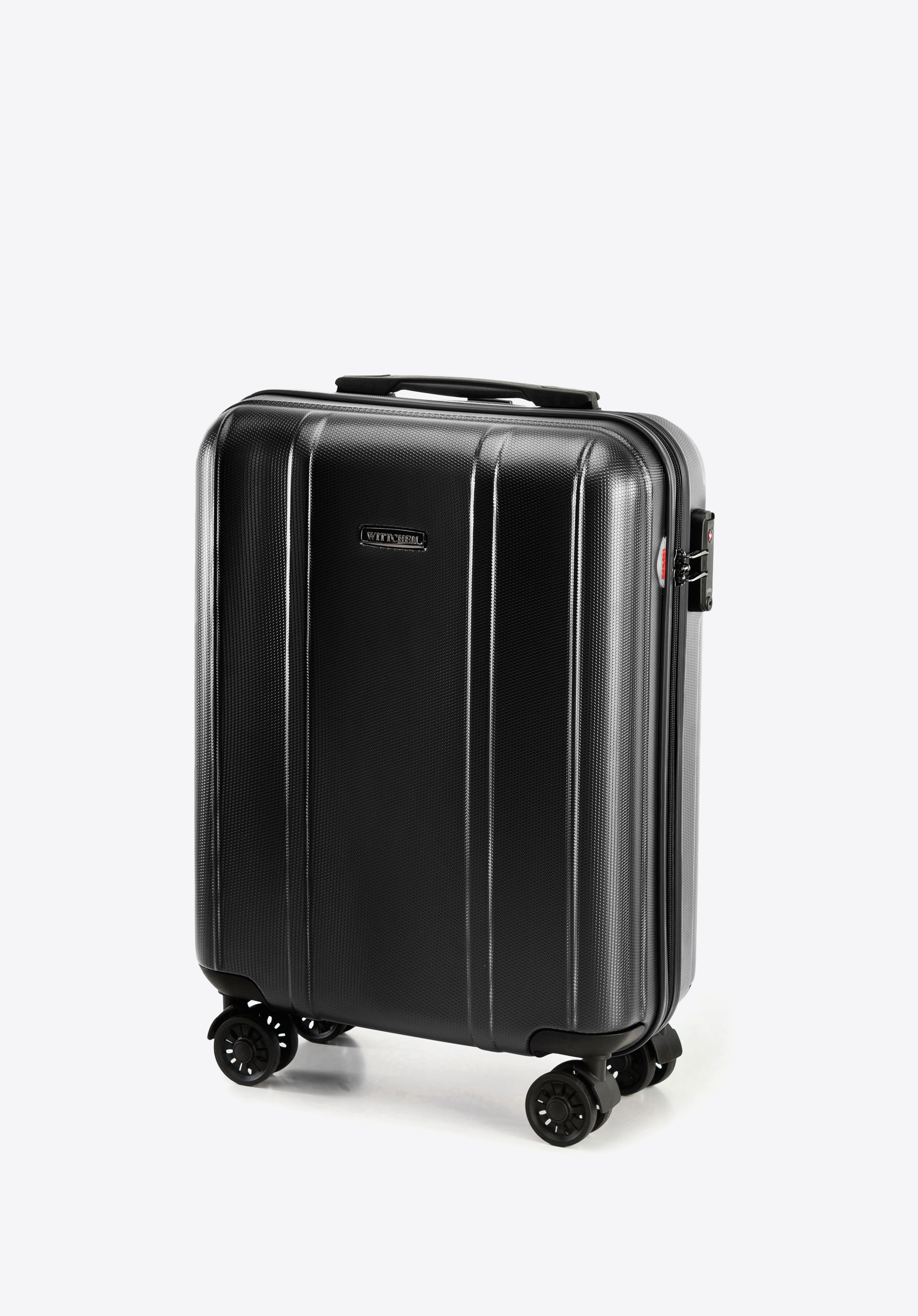 Walizka kabinowa z polikarbonu z pionowymi tłoczeniami