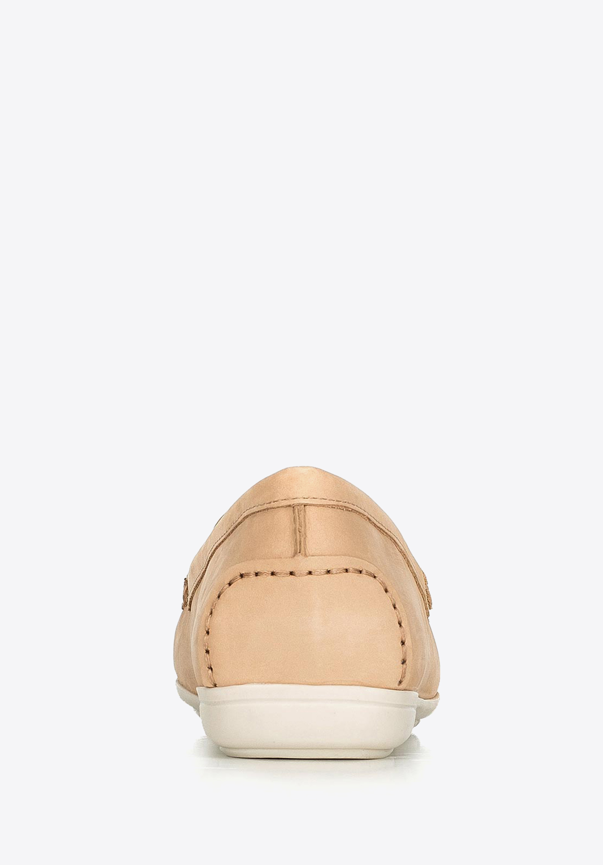 Damskie mokasyny skórzane z ozdobnym paskiem