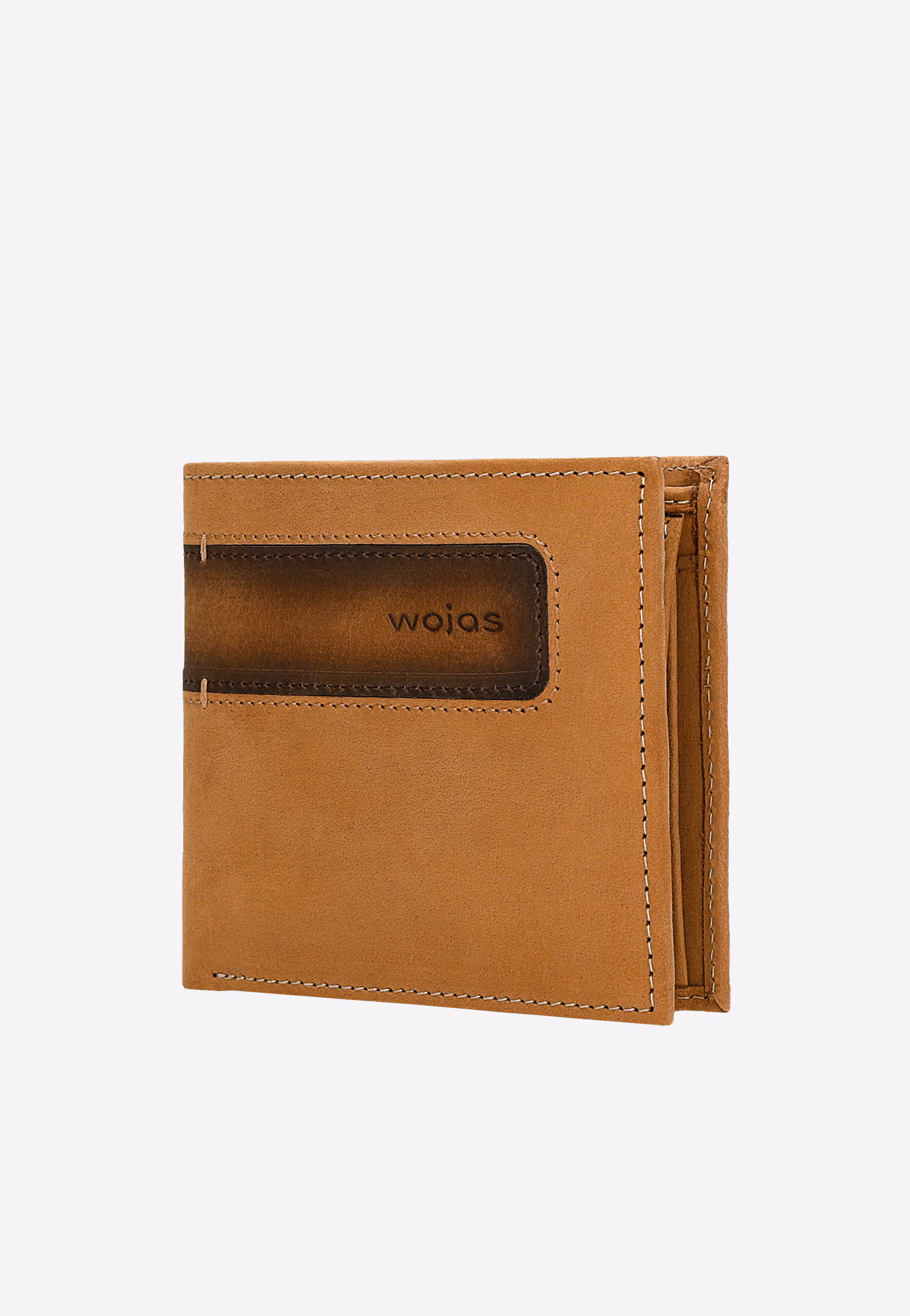 Jasnobrązowy portfel męski z ciemną wstawką