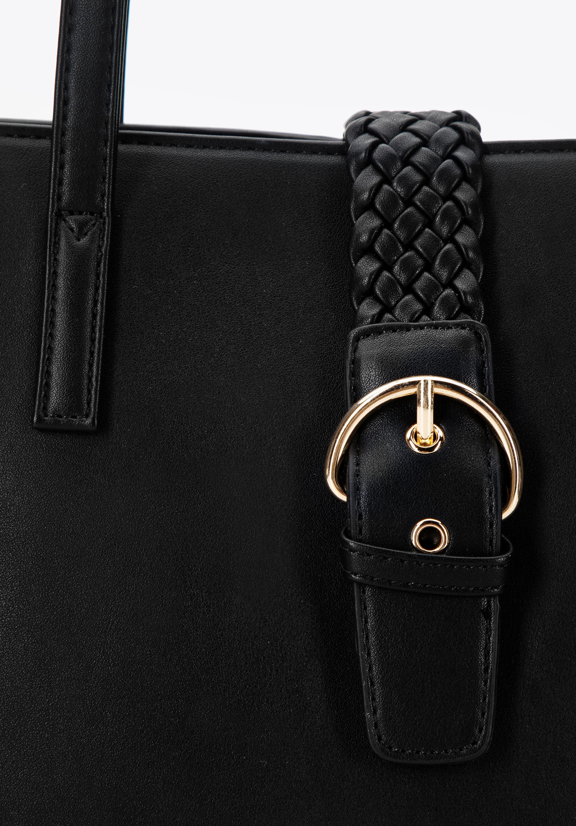 Torebka shopperka z paskiem z plecionki