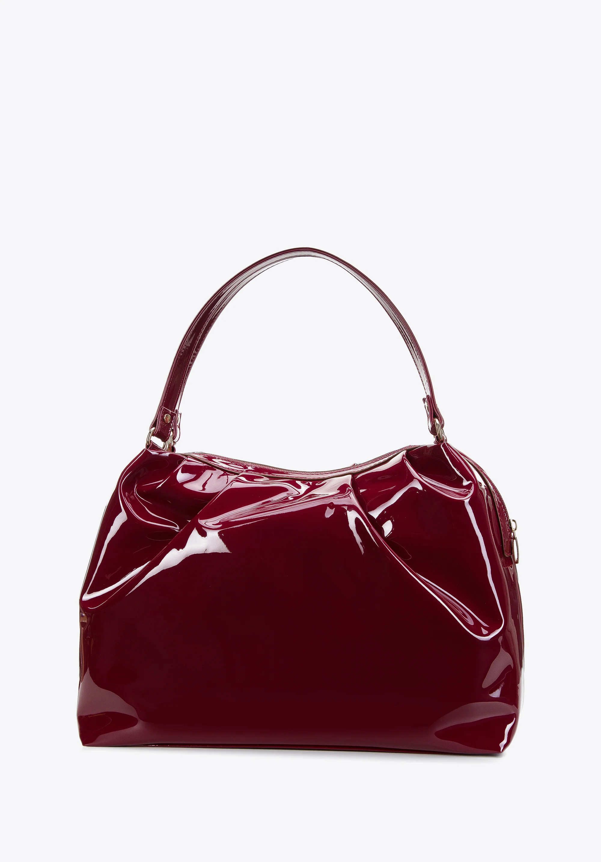 Torebka shopperka z marszczonej lakierowanej ekoskóry