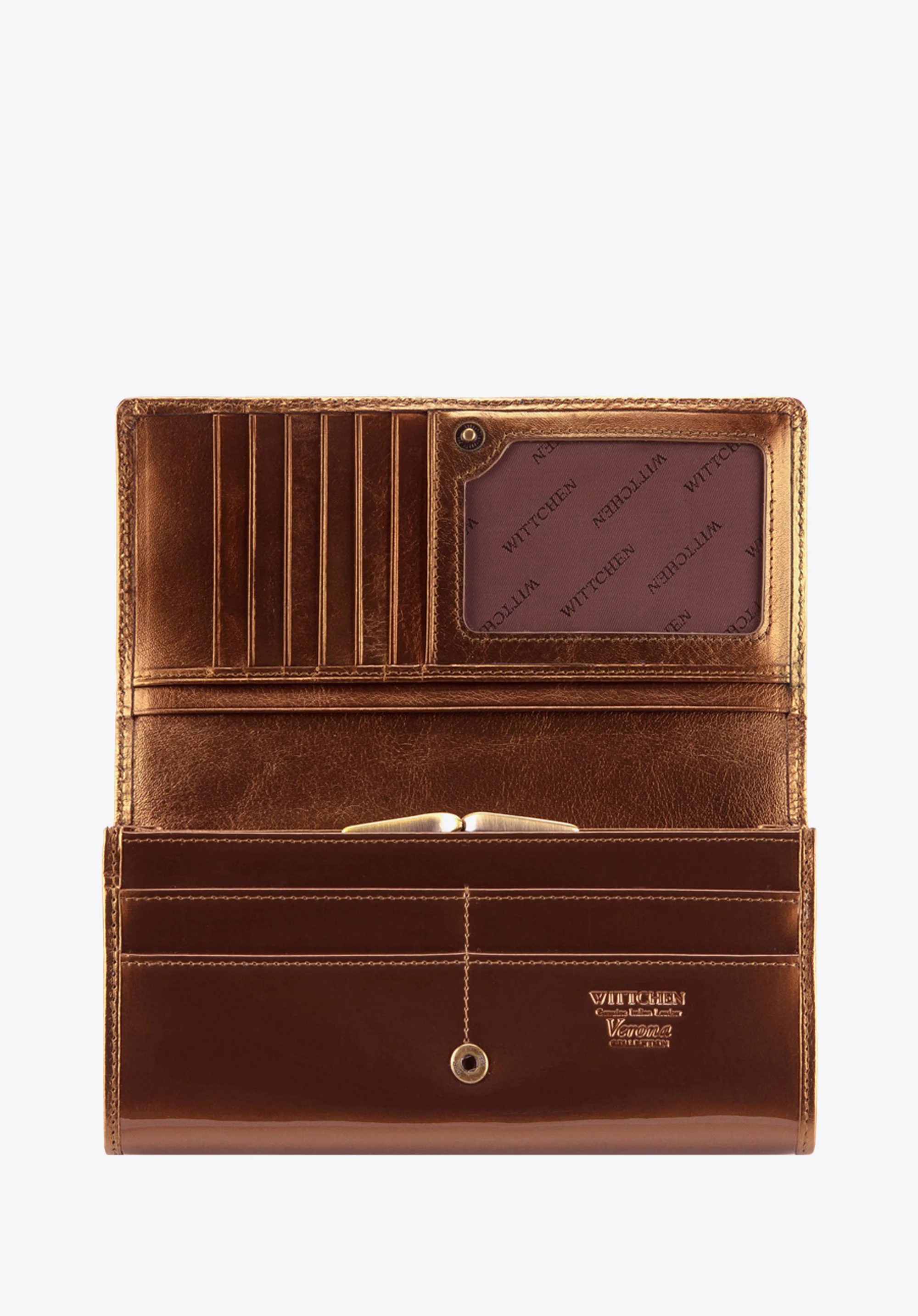 Damski portfel ze skóry lakierowany poziomy