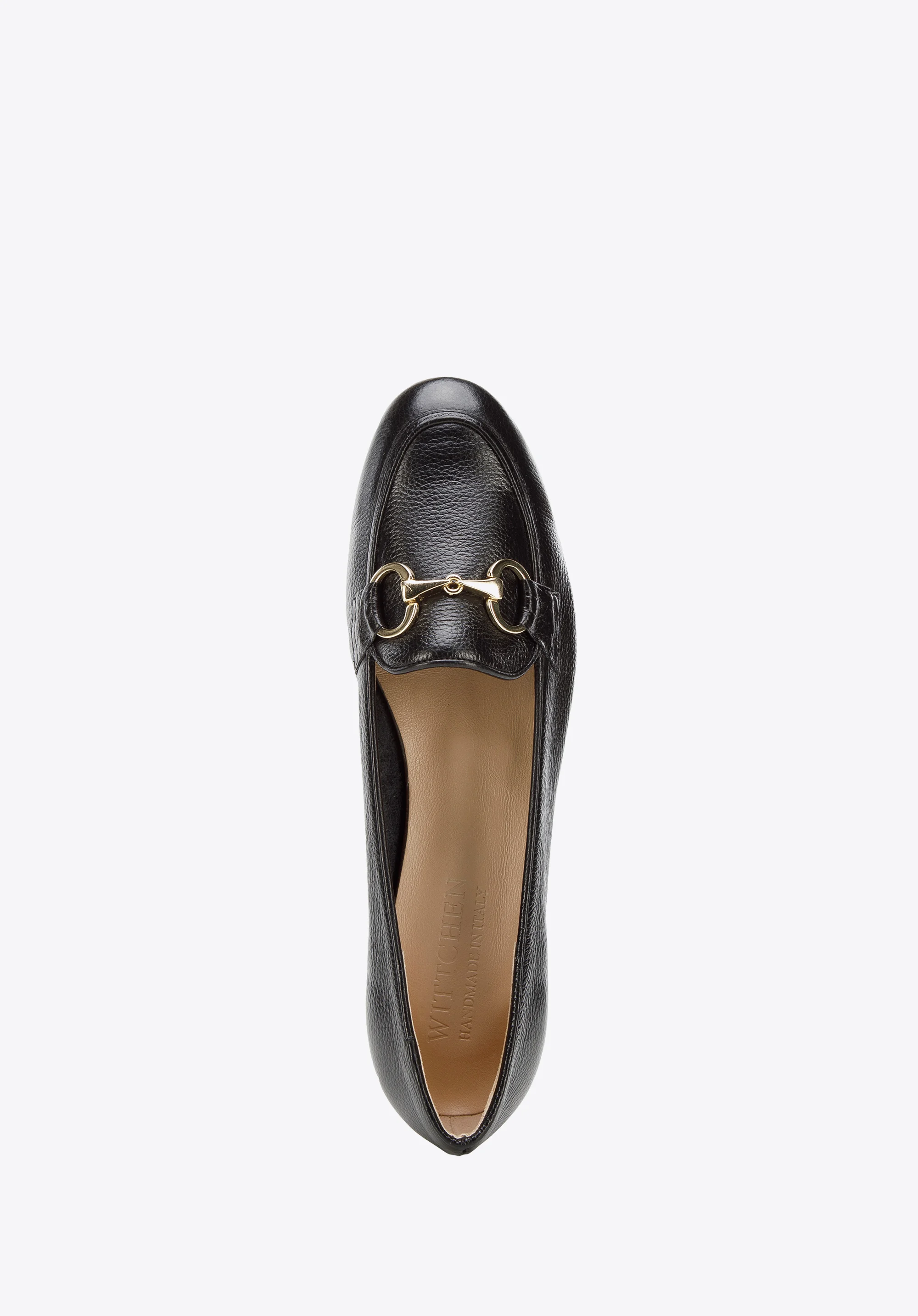 Damskie mokasyny skórzane z klamerką na płaskim obcasie