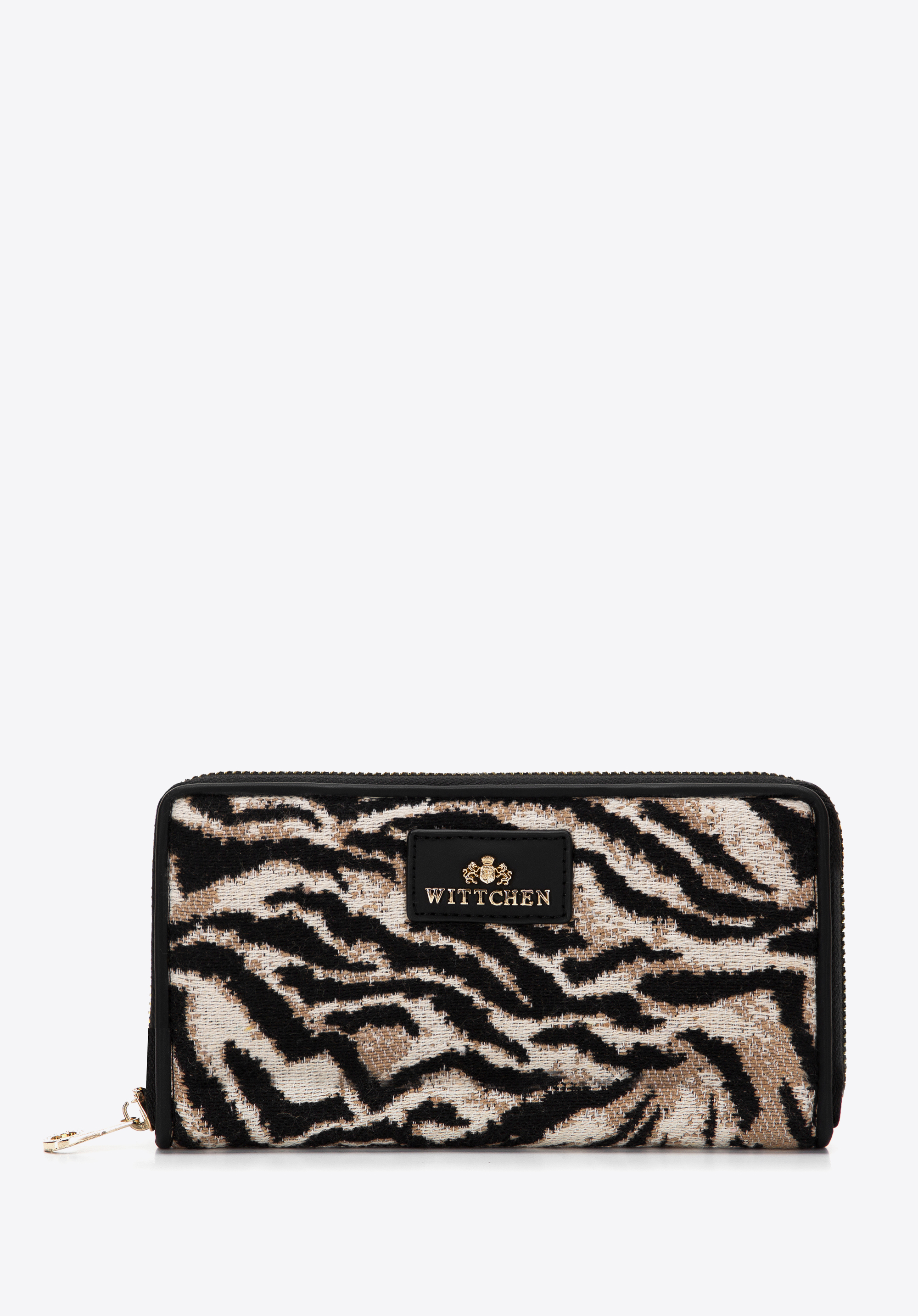 Damski portfel wzorzysty na suwak