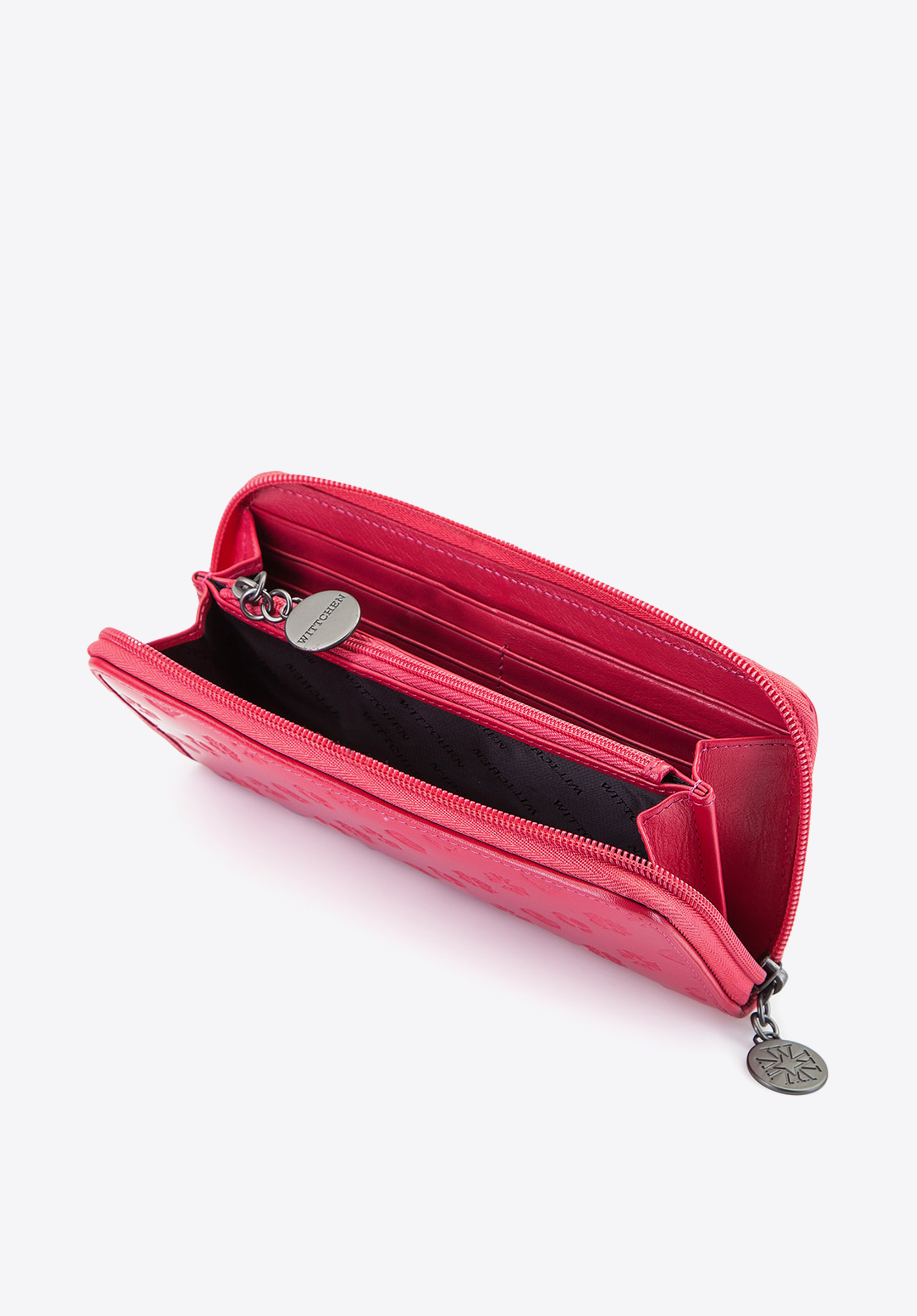 Damski portfel skórzany lakierowany tłoczony