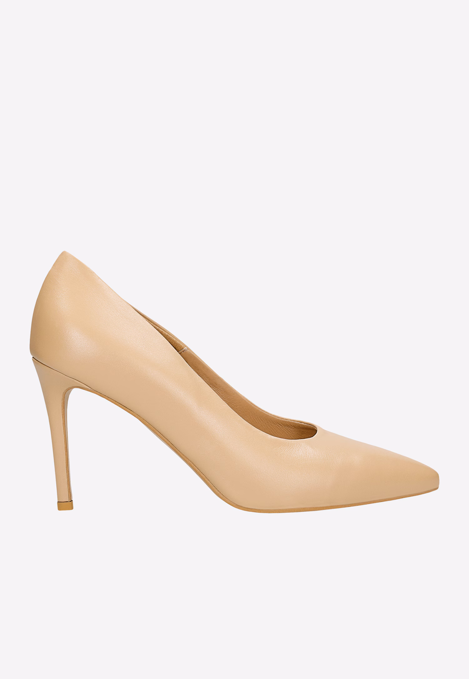 Beżowe klasyczne czółenka ze skóry licowej