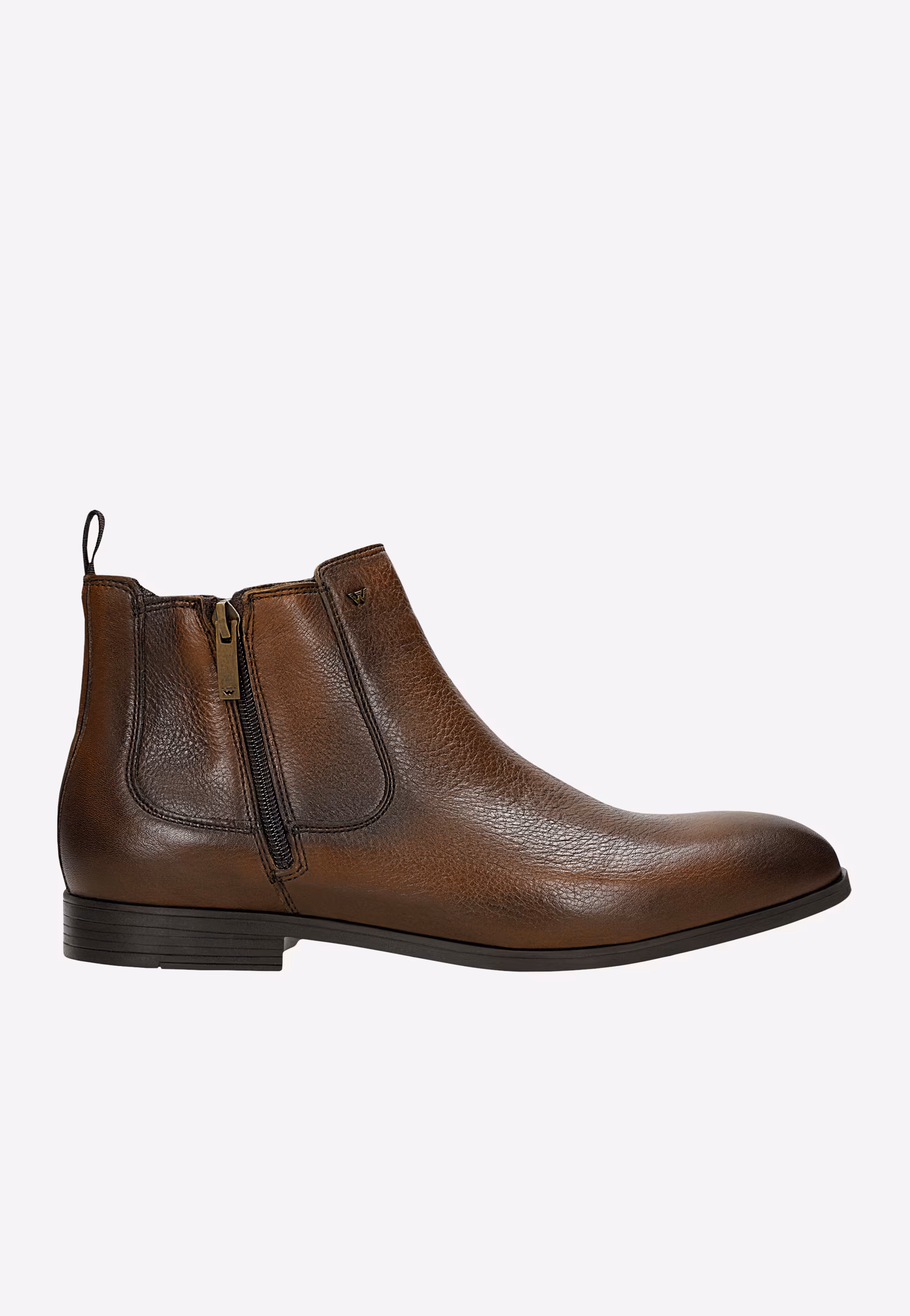 Brązowe skórzane botki męskie na zamek