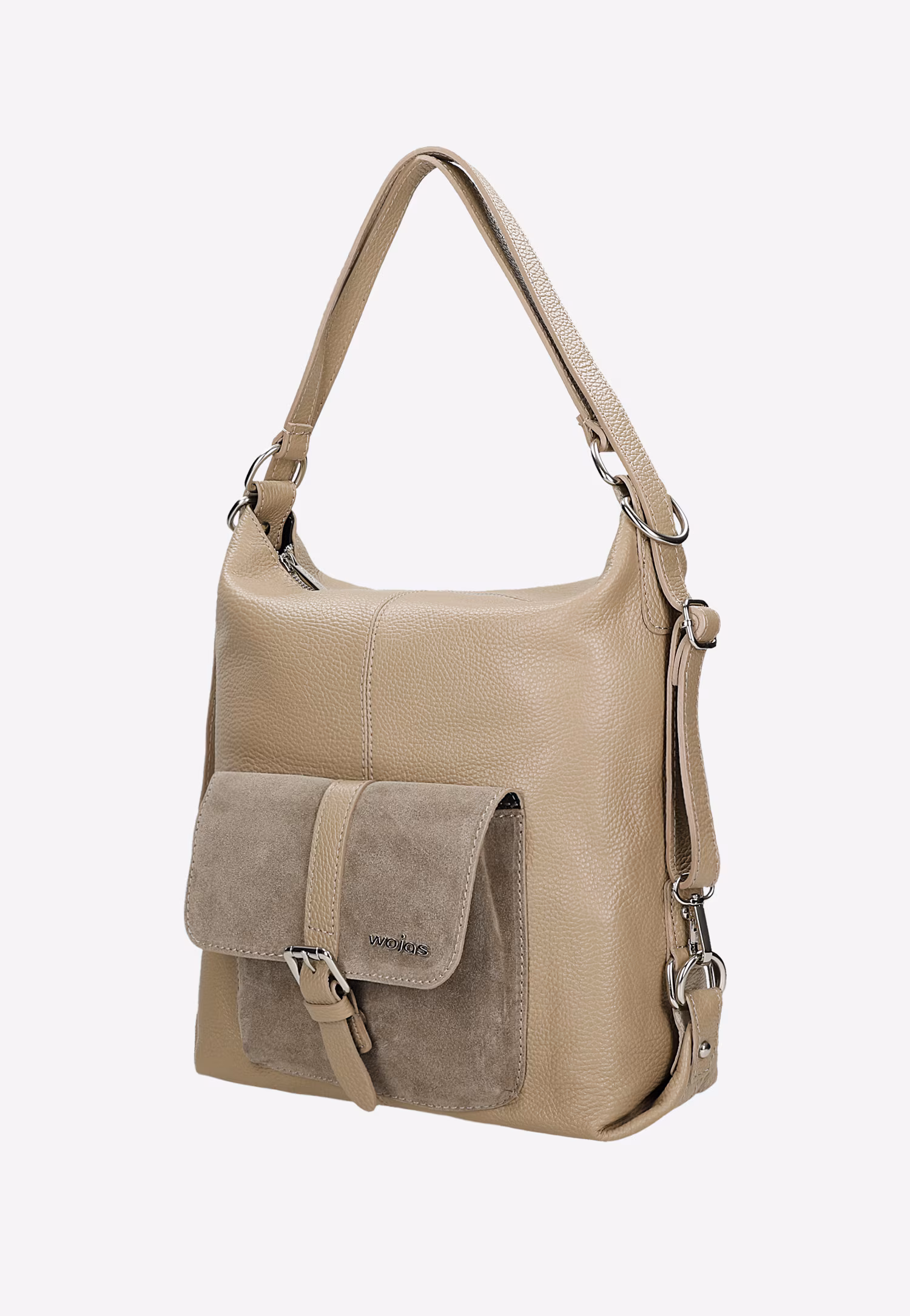 Beżowa skórzana torebka plecak 2w1