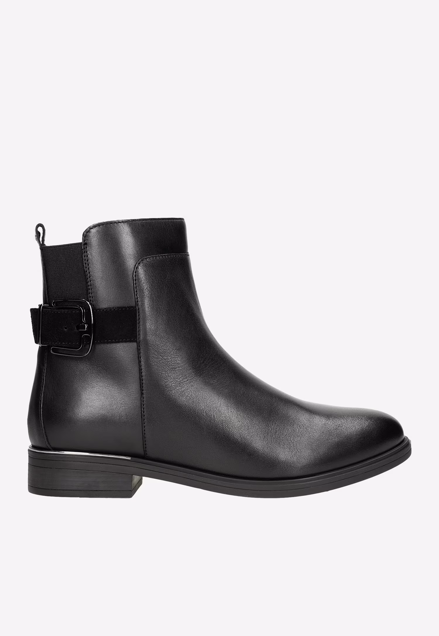 Czarne botki damskie ocieplane skórą owczą