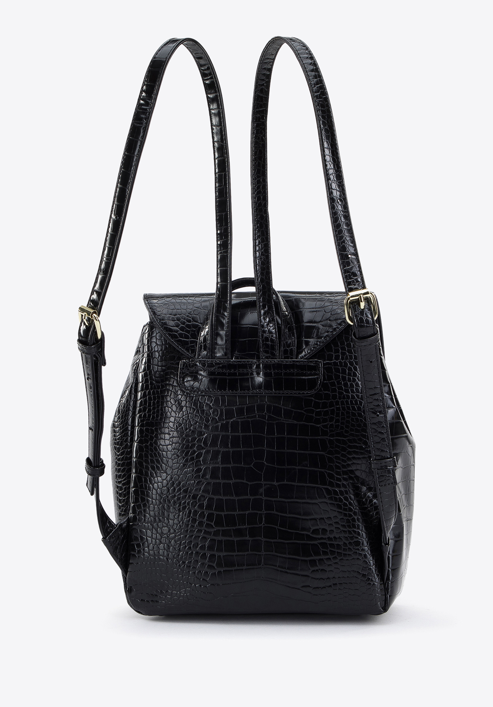 Damski plecak z ekoskóry croco z kieszenią z przodu