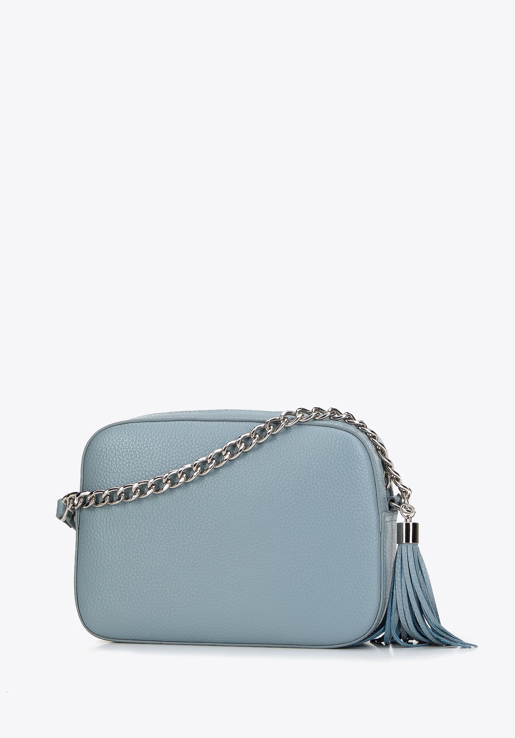 Damska listonoszka skórzana pudełkowa na łańcuszku