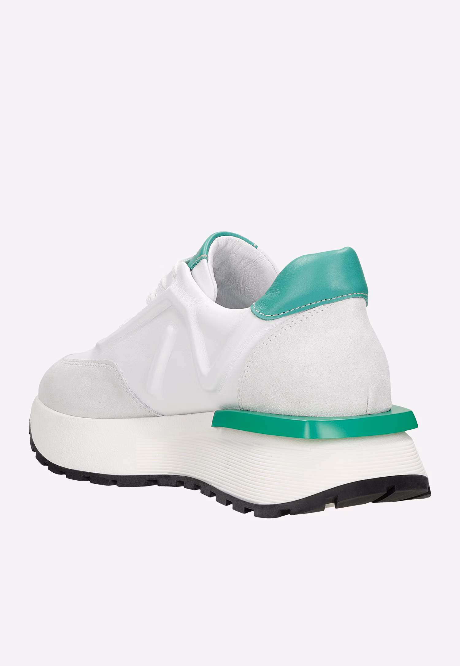 Białe sneakersy damskie z zielonymi akcentami