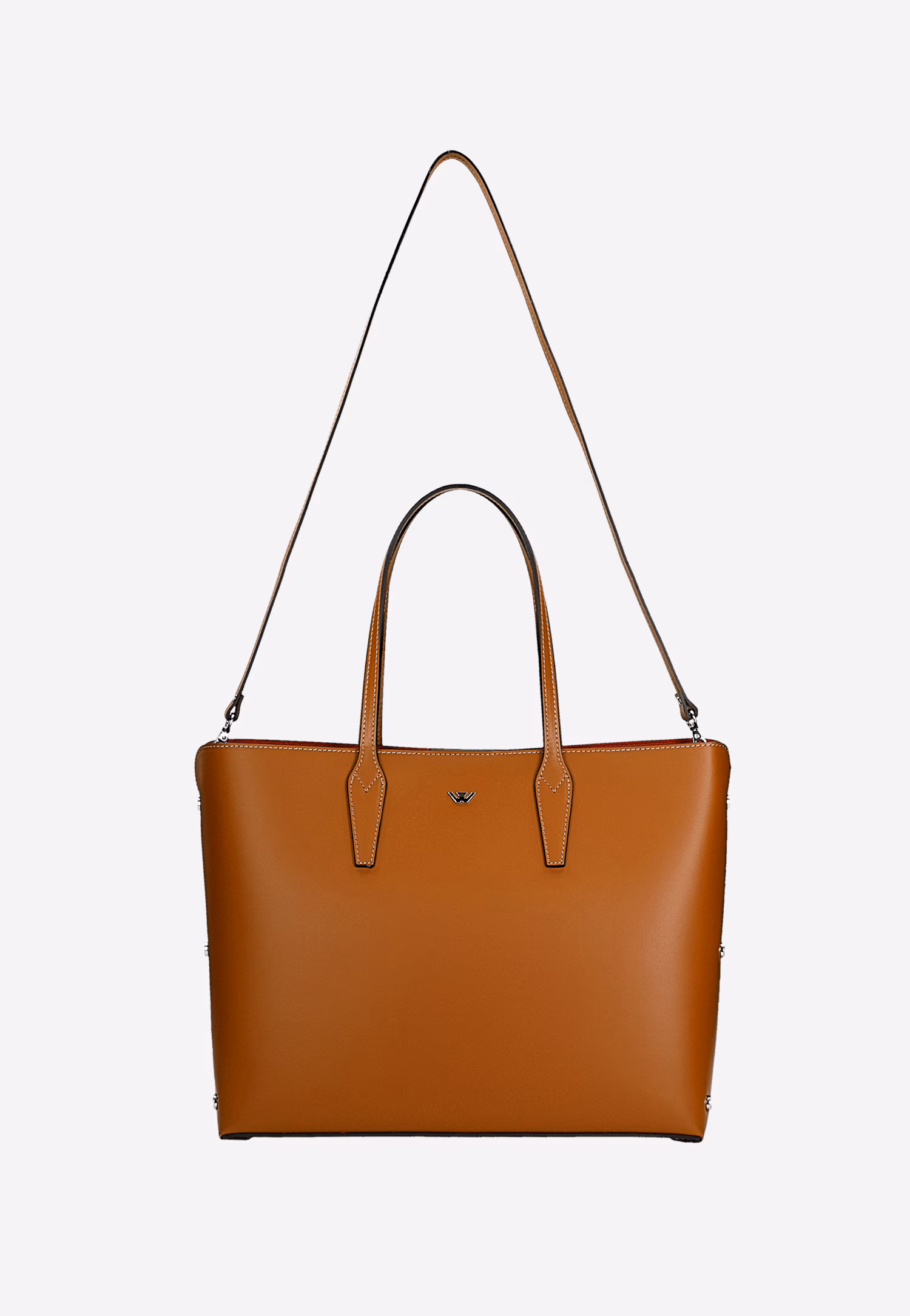 Duża shopperka skórzana z czerwonym wnętrzem