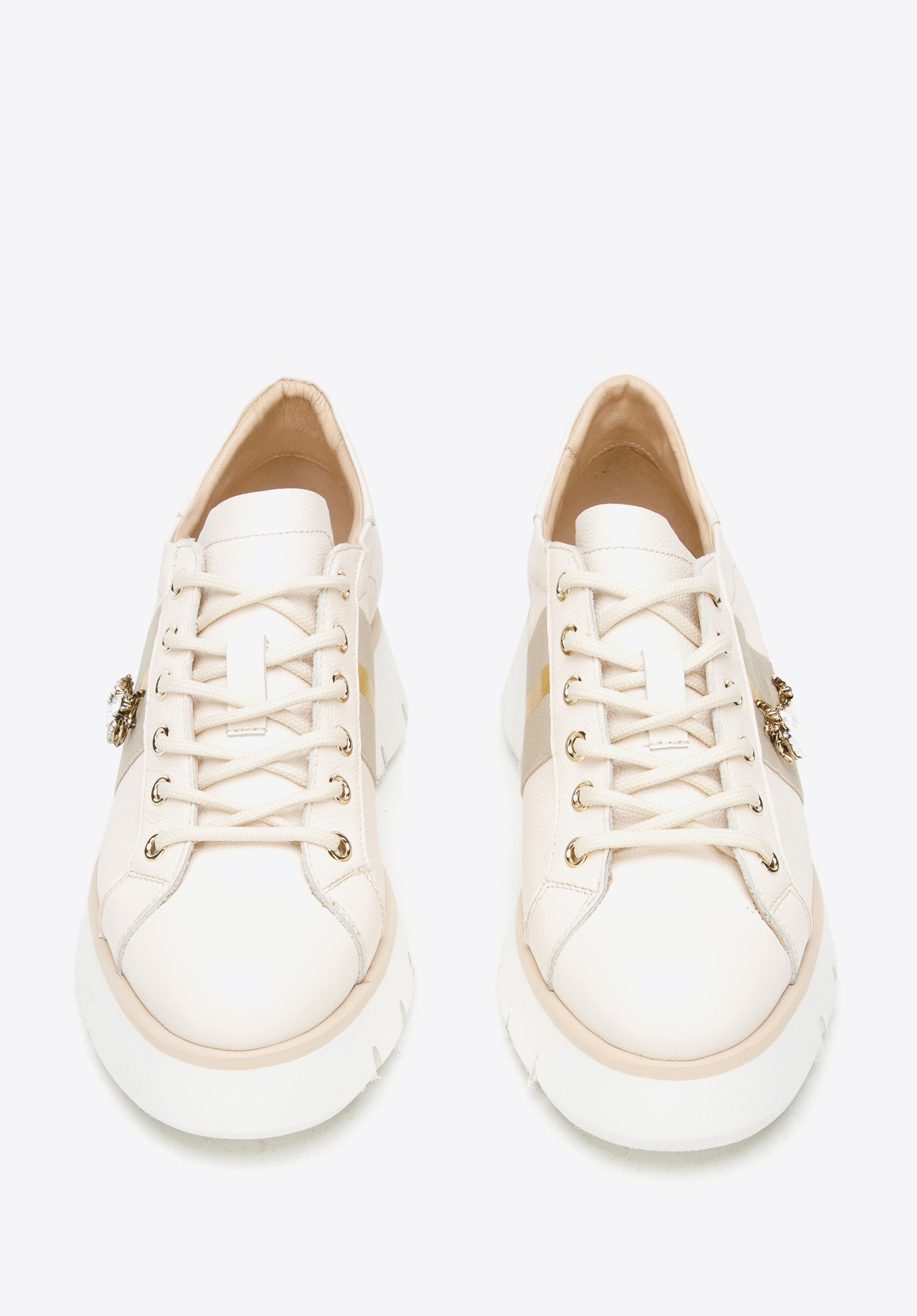 Damskie sneakersy skórzane z owadami na platformie